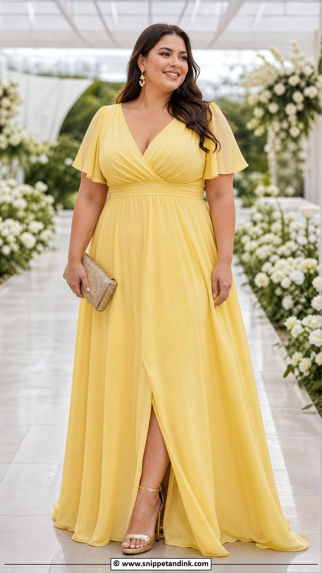 Yellow Plus Size Wedding Dress With Wide Strap Heels - Snippet and Ink - 30 Yellow Wedding Dress Ideas