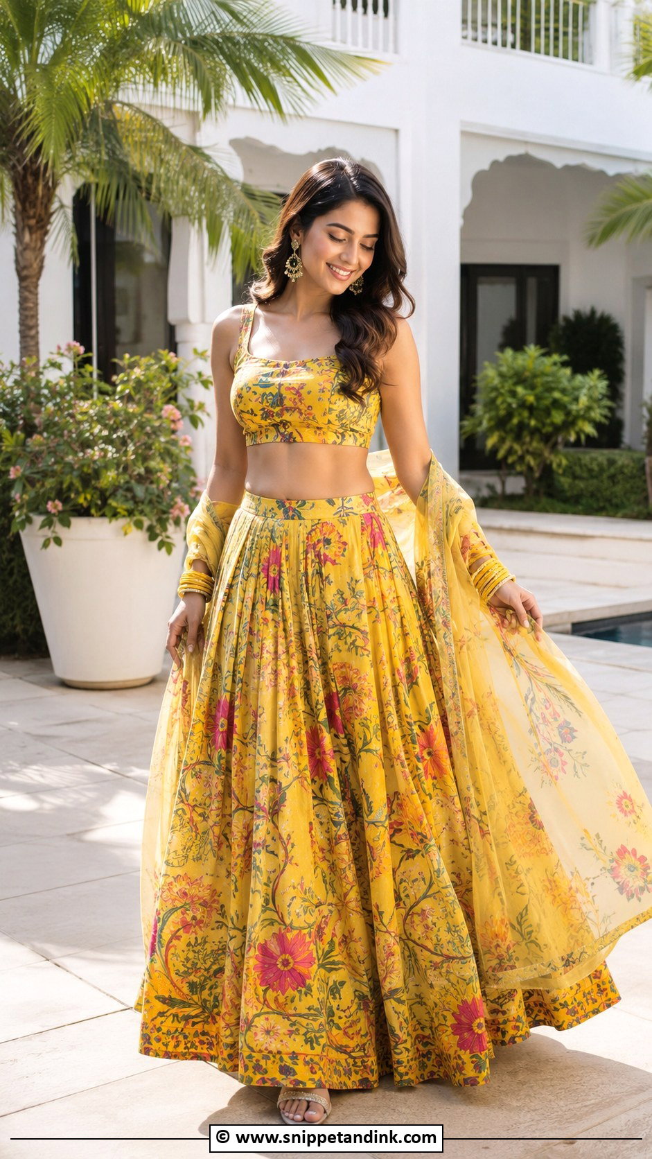 Yellow Printed Co Ord Set for Haldi - Snippet and Ink - 30 Haldi Dress Ideas for Sisters