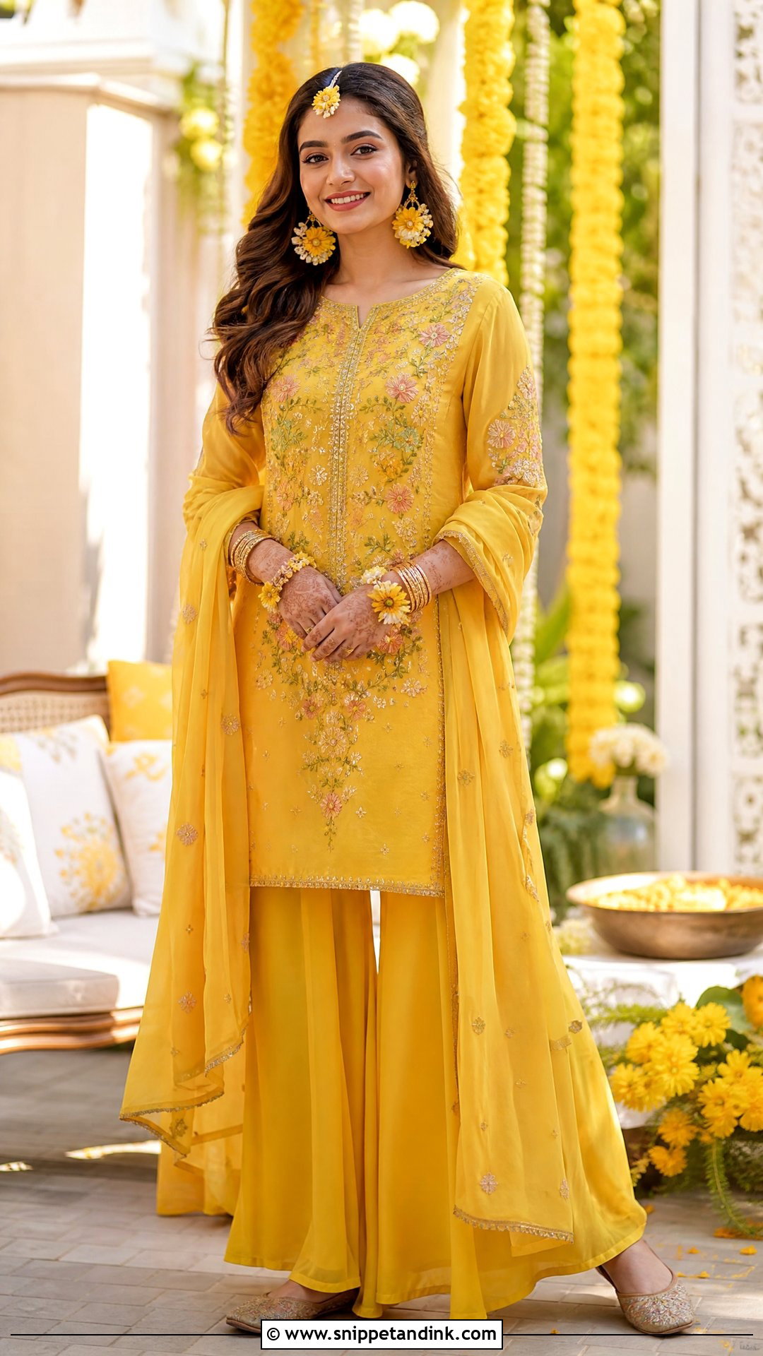 Yellow Punjabi Palazzo Suit For Wedding - Snippet and Ink - 25 Trending Punjabi Suits for Wedding
