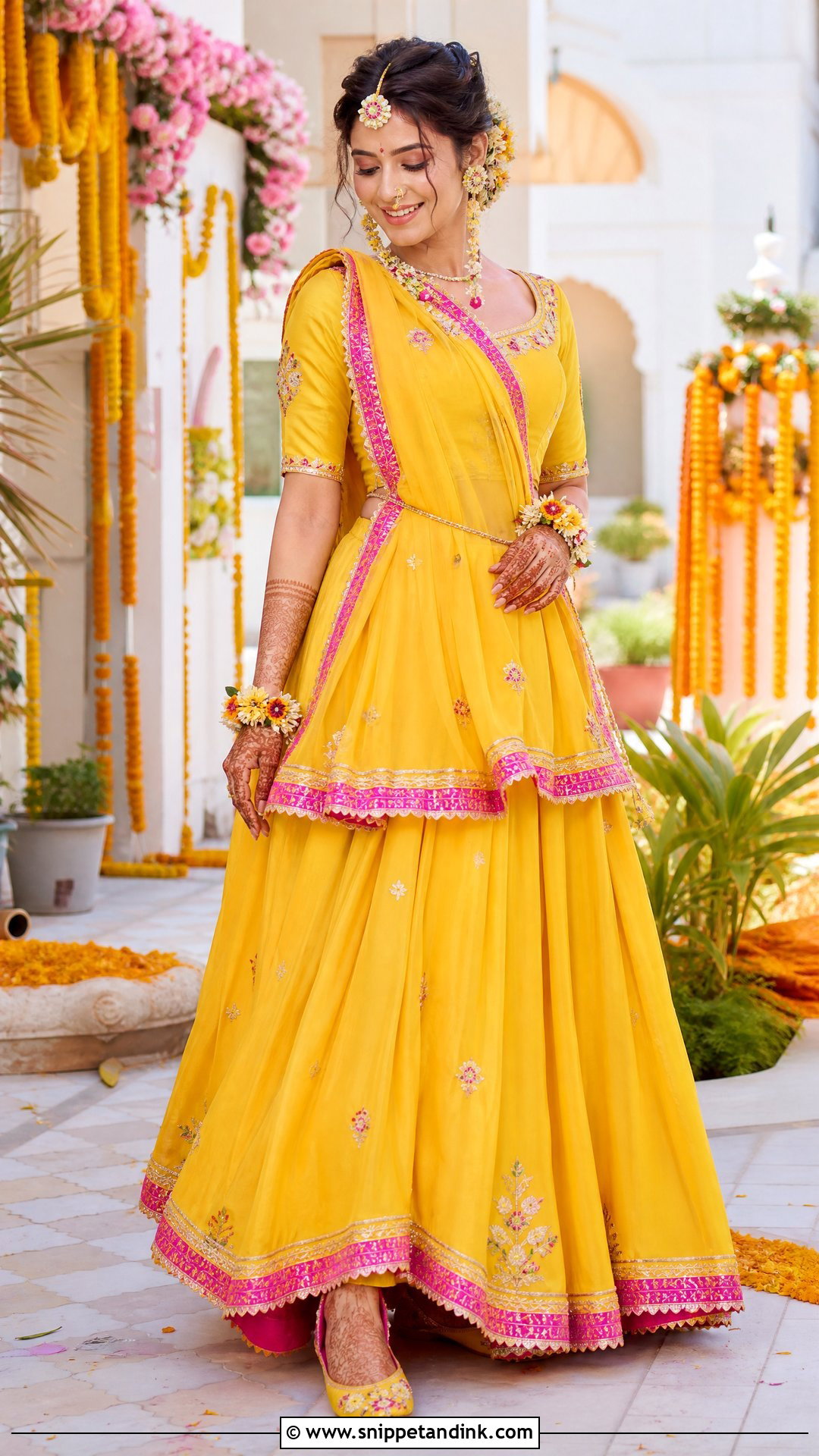 Yellow Rajputana Haldi Look - Snippet and Ink - 20 Rajputana Bride Ideas