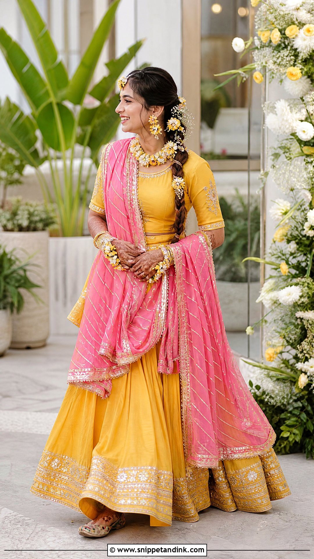 Yellow Rajwadi Pithi Bride Look - Snippet and Ink - 20 Rajwadi Bride Ideas