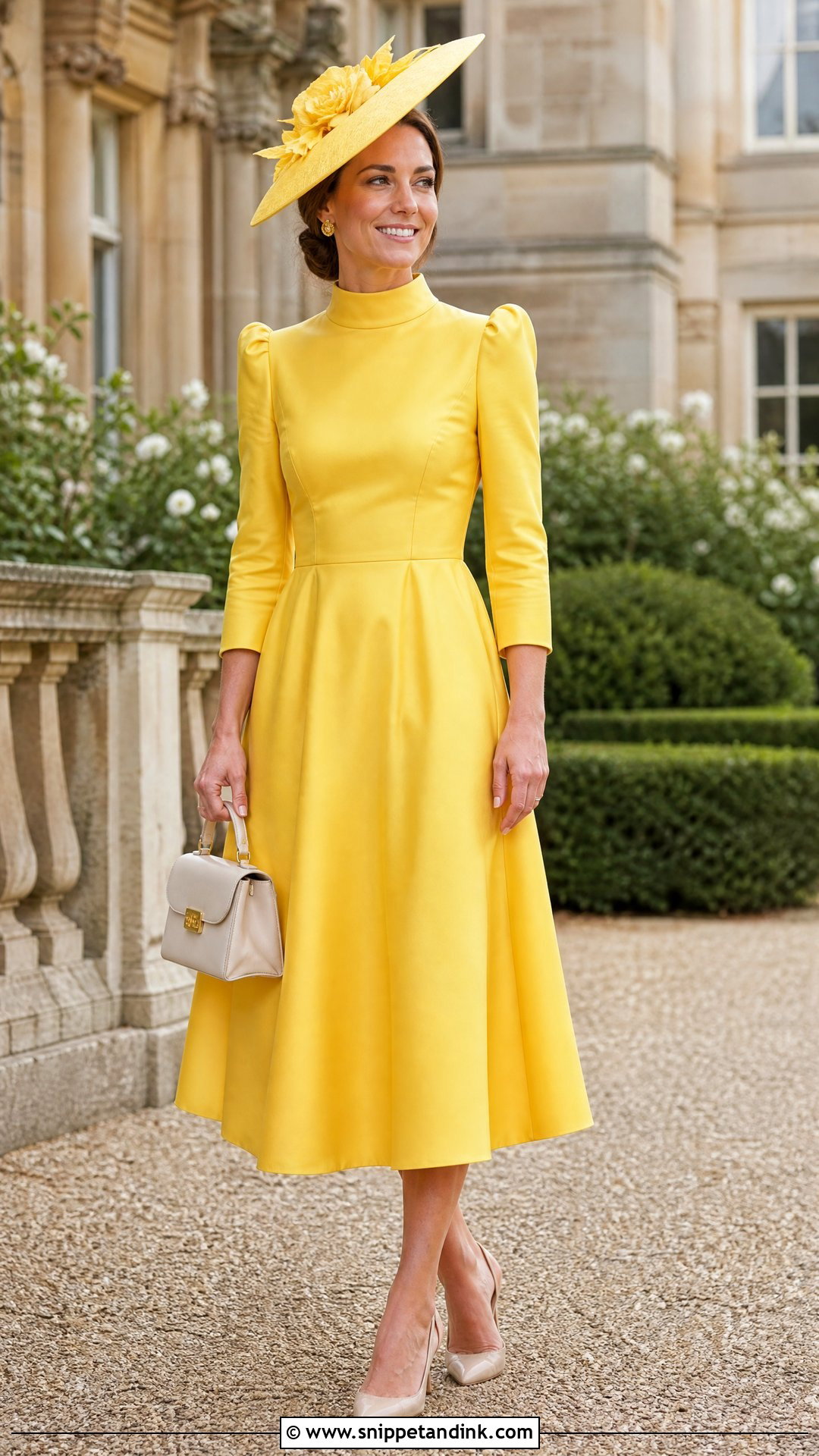Yellow Royal Wedding Fit And Flare Dress Outfit - Snippet and Ink - 20 Royal Wedding Outfits