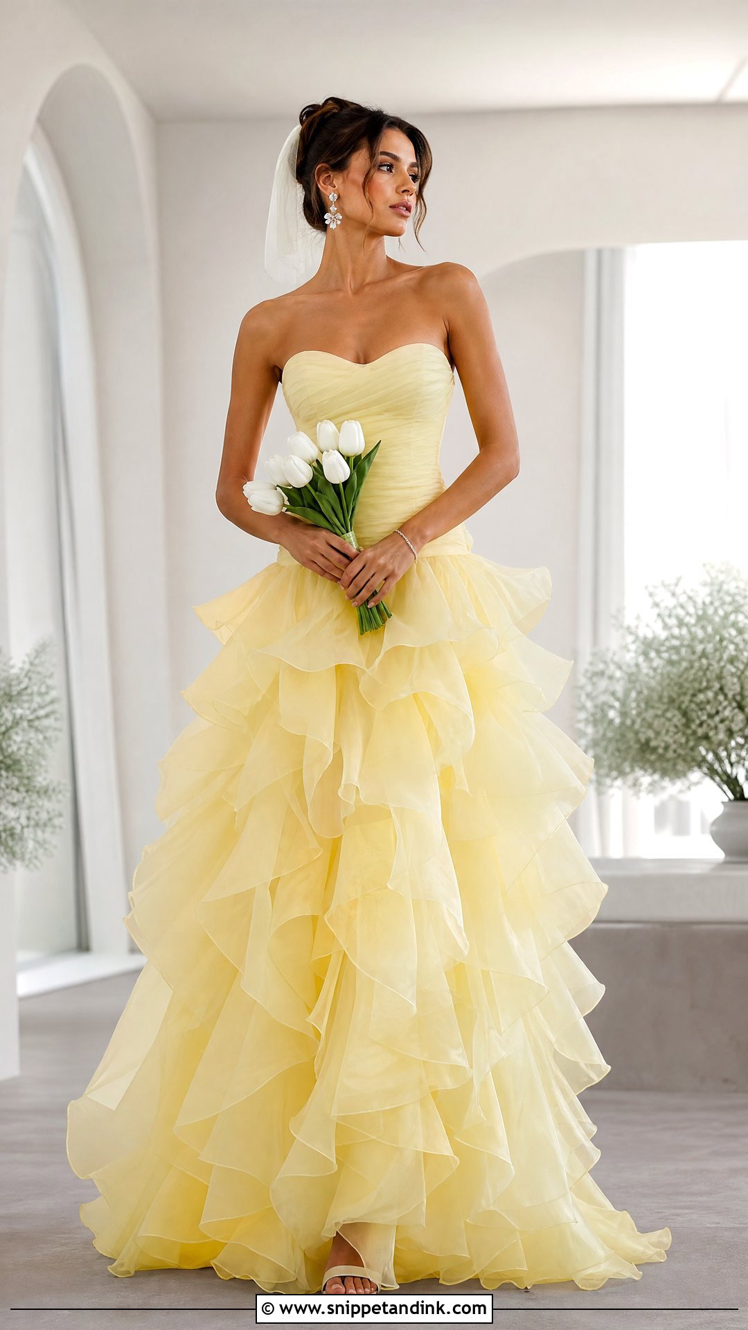 Yellow Ruffled Organza Wedding Dress - Snippet and Ink - 20 Yellow Wedding Dress the Bride Ideas