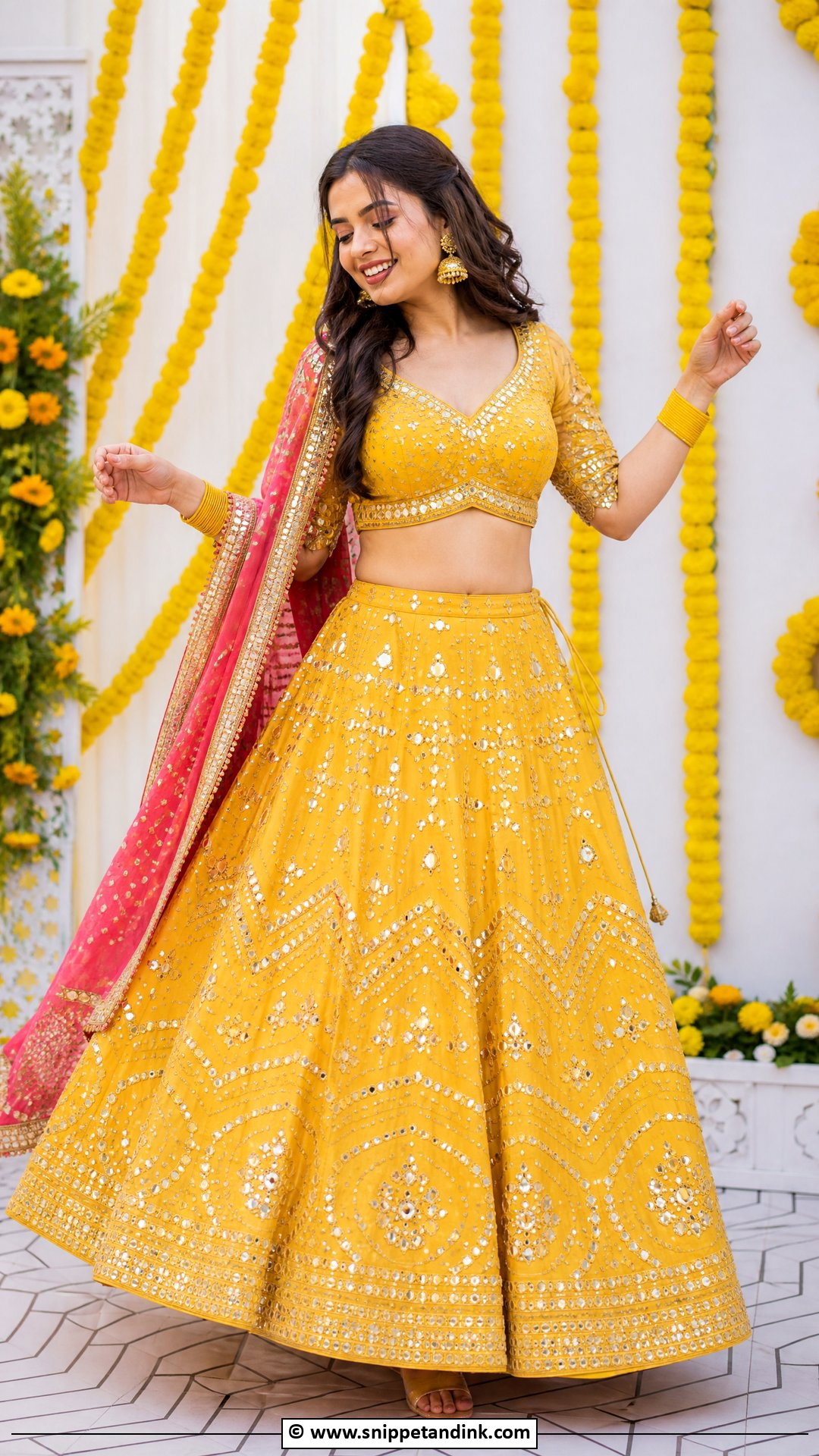 Yellow Sangeet Lehenga - Snippet and Ink - 35 Bridal Sangeet Outfit Ideas