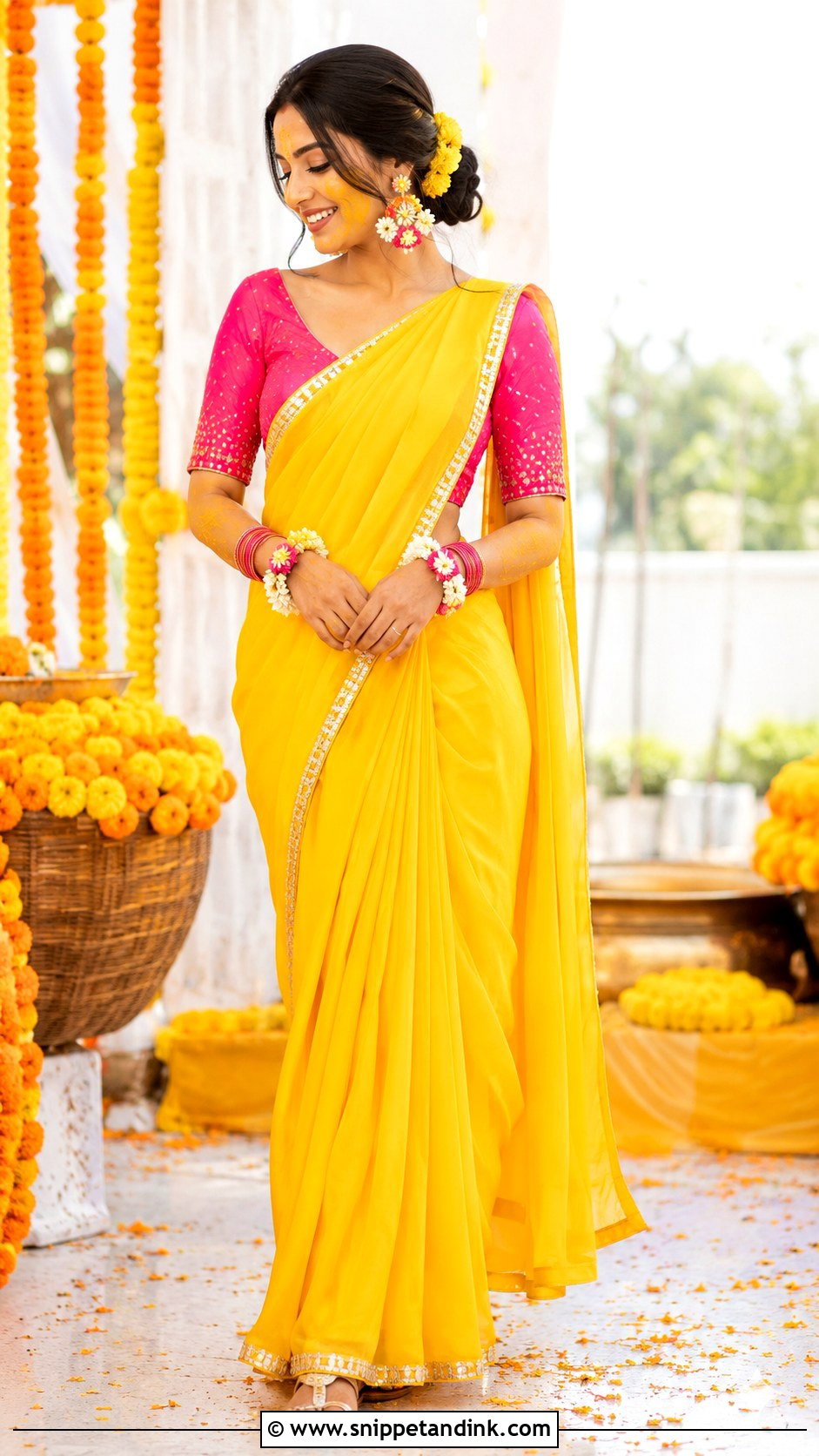 Yellow Saree Haldi Outfit - Snippet and Ink - 20 Haldi Outfit From Scratch Ideas