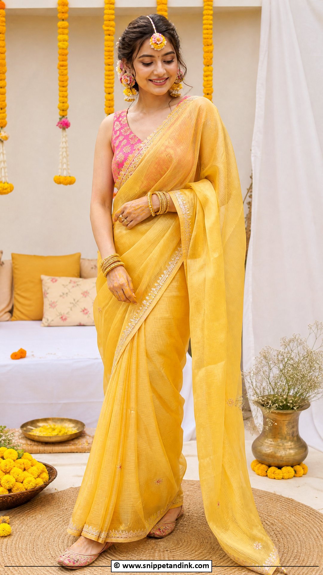 Yellow Saree for Haldi Bride - Snippet and Ink - 35 Haldi Outfits for Bride