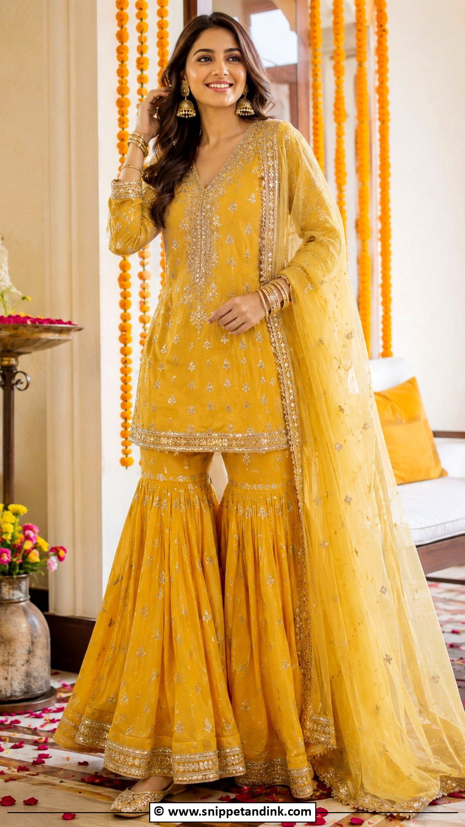 Yellow Sharara Dholki Outfit - Snippet and Ink - 30 Dholki Outfit Ideas