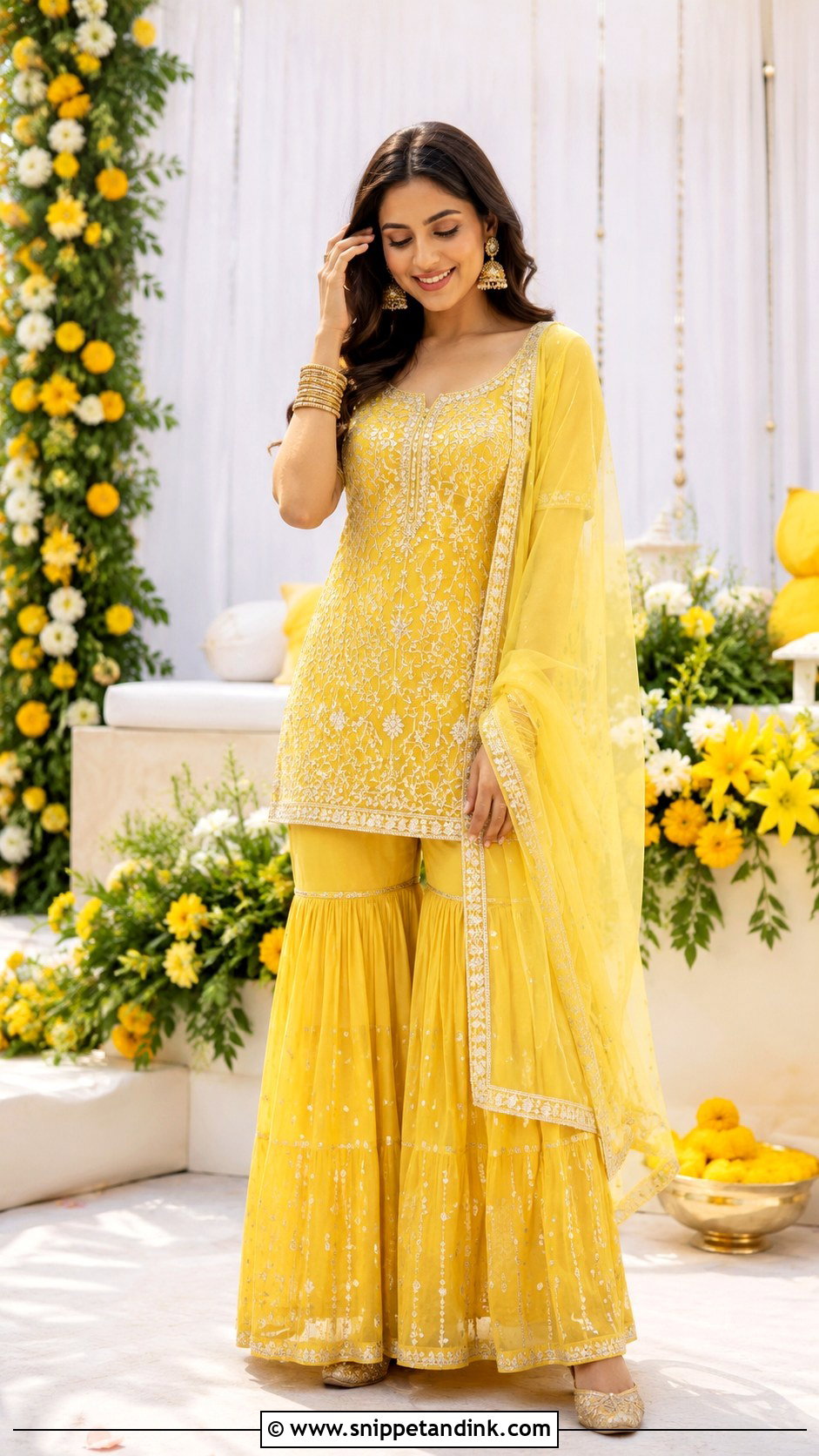 Yellow Sharara Dress For Haldi - Snippet and Ink - 25 Yellow Dress for Haldi Ideas