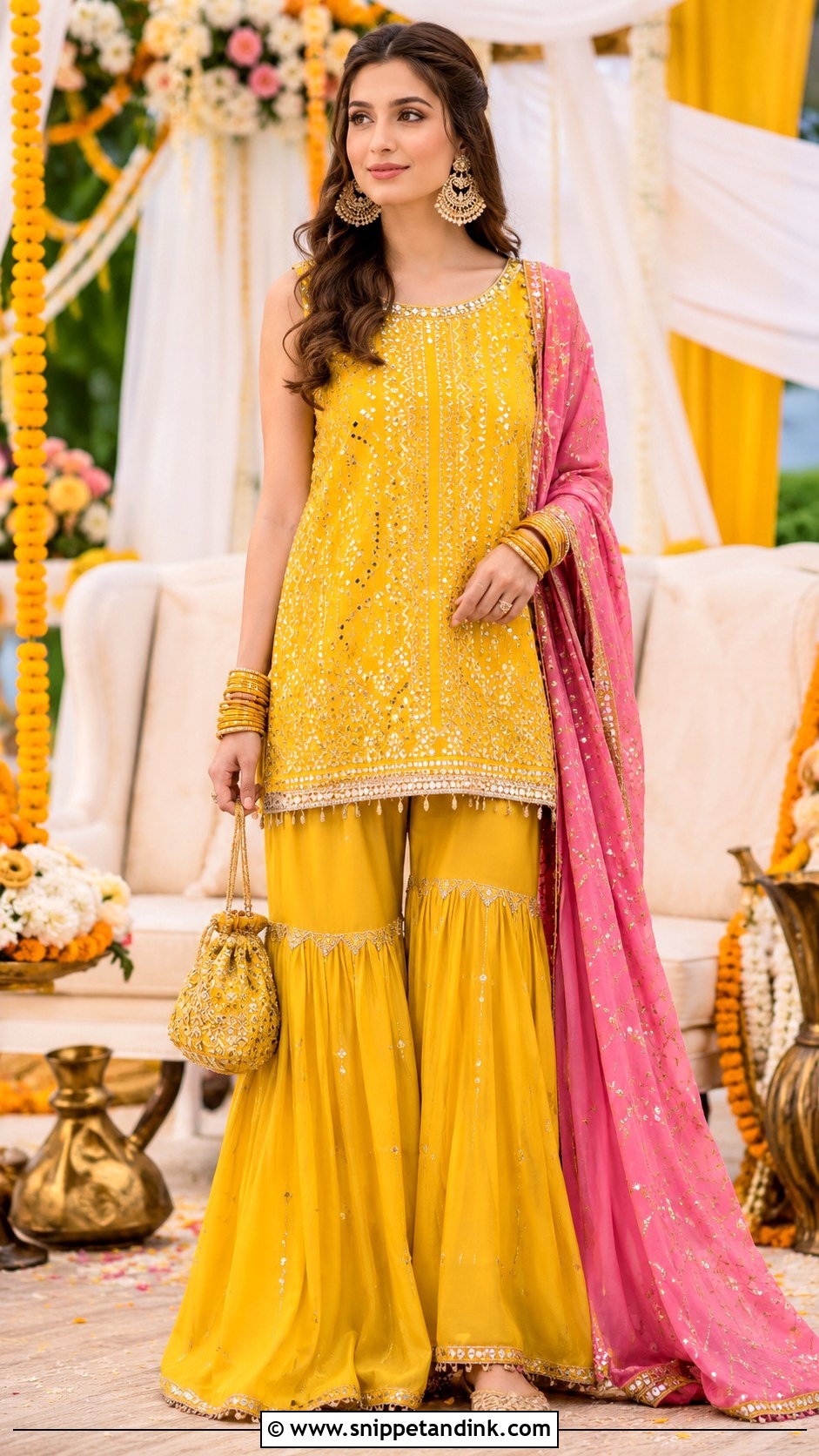 Yellow Sharara Dress For Mehndi - Snippet and Ink - 25 Pakistani Wedding Dresses Sisters