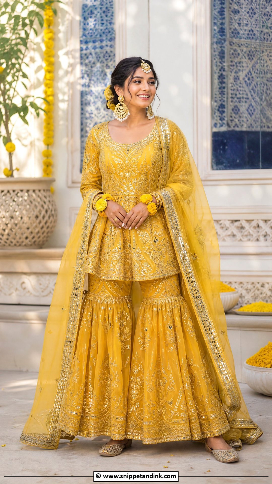 Yellow Sharara For Bride - Snippet and Ink - 30 Yellow Sharara Ideas