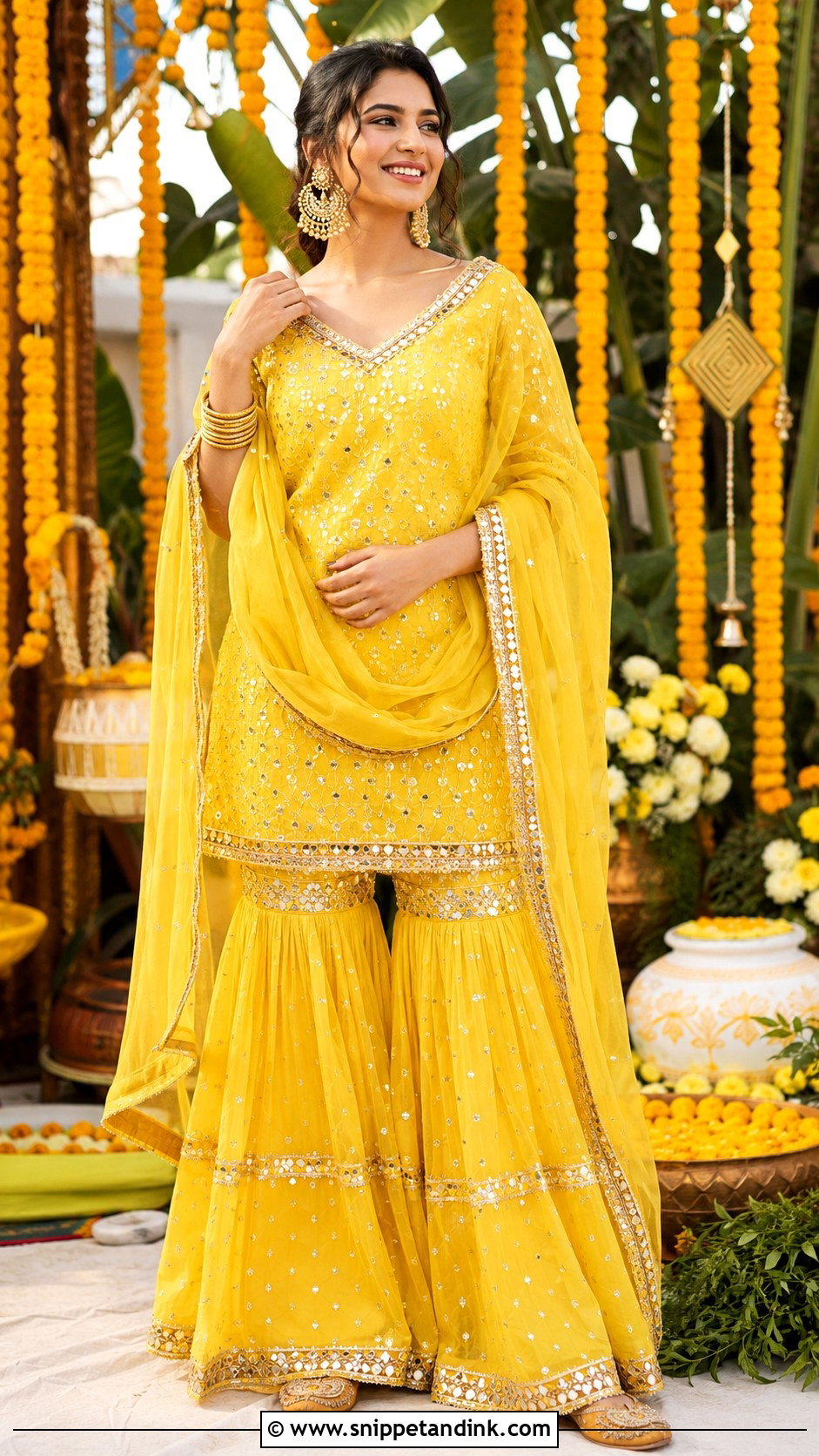 Yellow Sharara For Haldi - Snippet and Ink - 25 Haldi Ka Dress Ideas