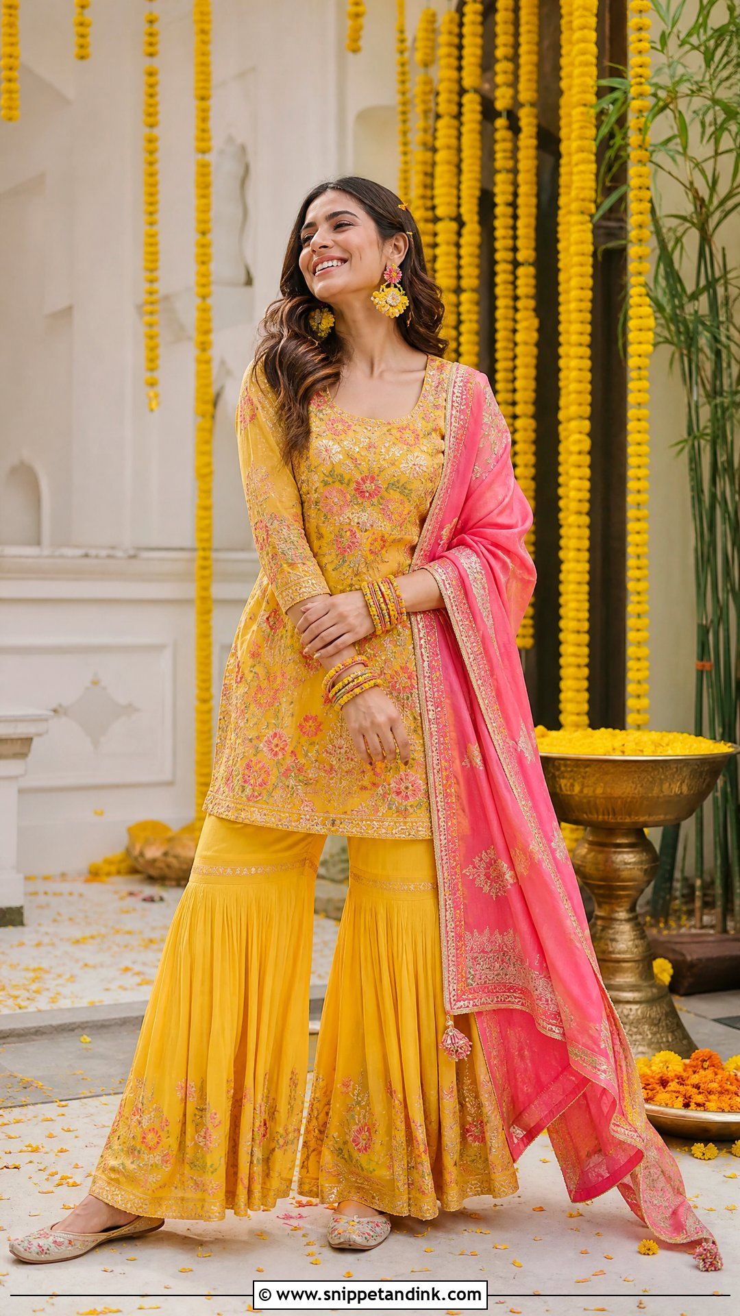 Yellow Sharara For Haldi - Snippet and Ink - 20 Trendy Indian Wedding Outfits