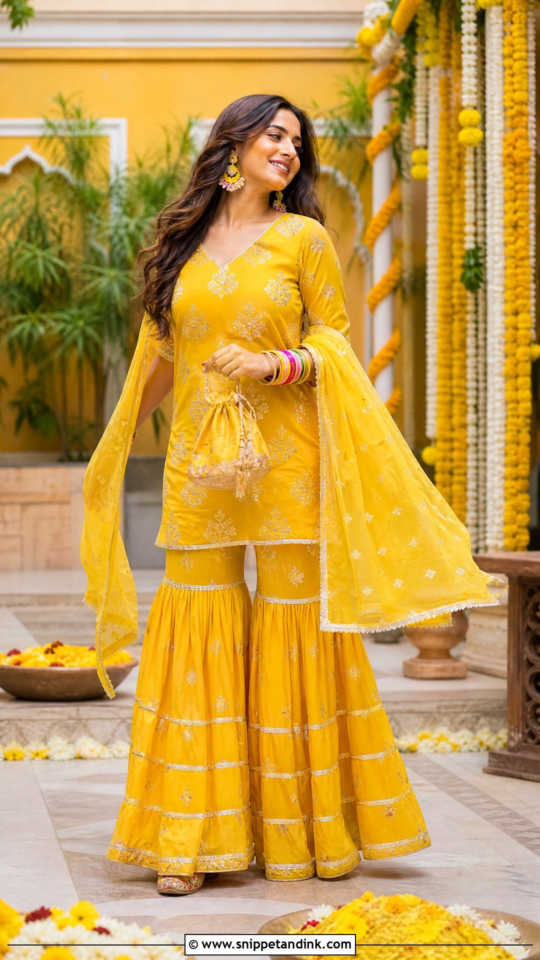 Yellow Sharara For Hindu Wedding Haldi - Snippet and Ink - 20 Hindu Wedding Outfit Ideas