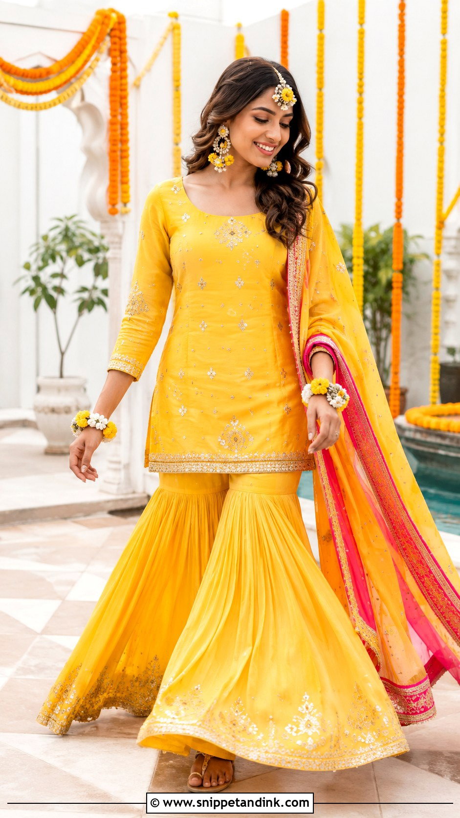 Yellow Sharara Haldi Outfit - Snippet and Ink - 20 Haldi Outfit From Scratch Ideas