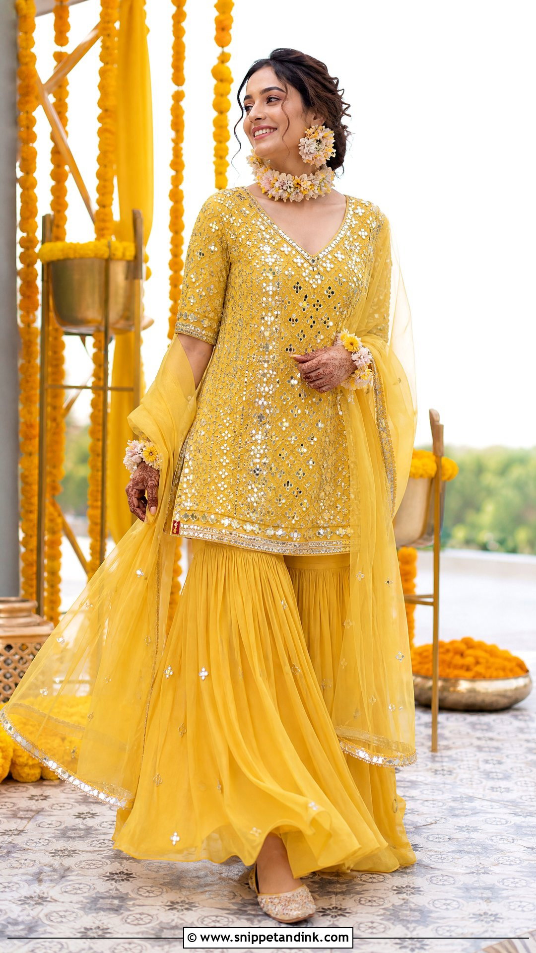 Yellow Sharara Haldi Outfit - Snippet and Ink - 25 Simple Haldi Outfit for Bride Ideas