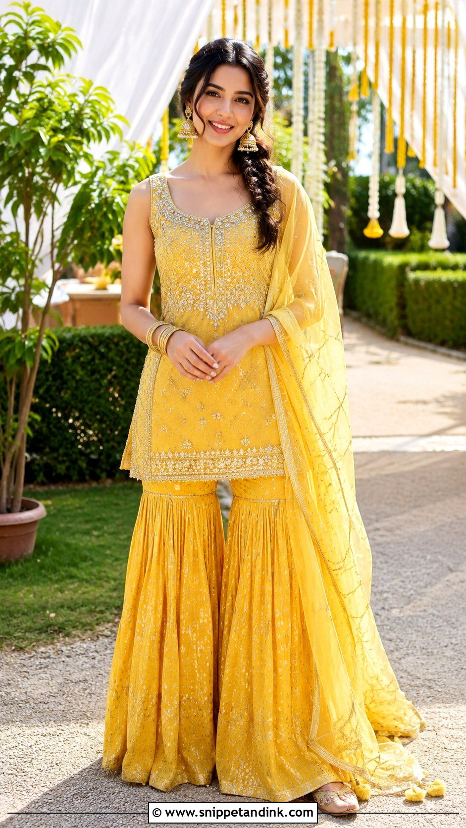 Yellow Sharara Haldi Outfit - Snippet and Ink - 20 Alia Bhatt Haldi Outfit Ideas