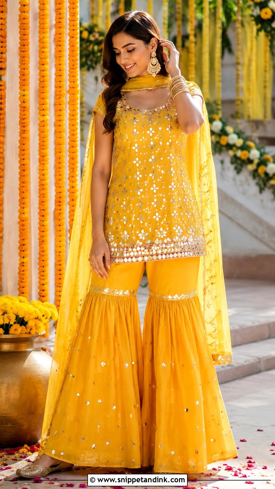 Yellow Sharara Haldi Outfit - Snippet and Ink - 20 Haldi Rasam Dress Ideas
