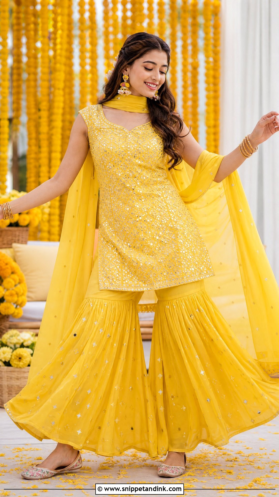 Yellow Sharara Haldi Outfit - Snippet and Ink - 20 Women Haldi Outfit Ideas