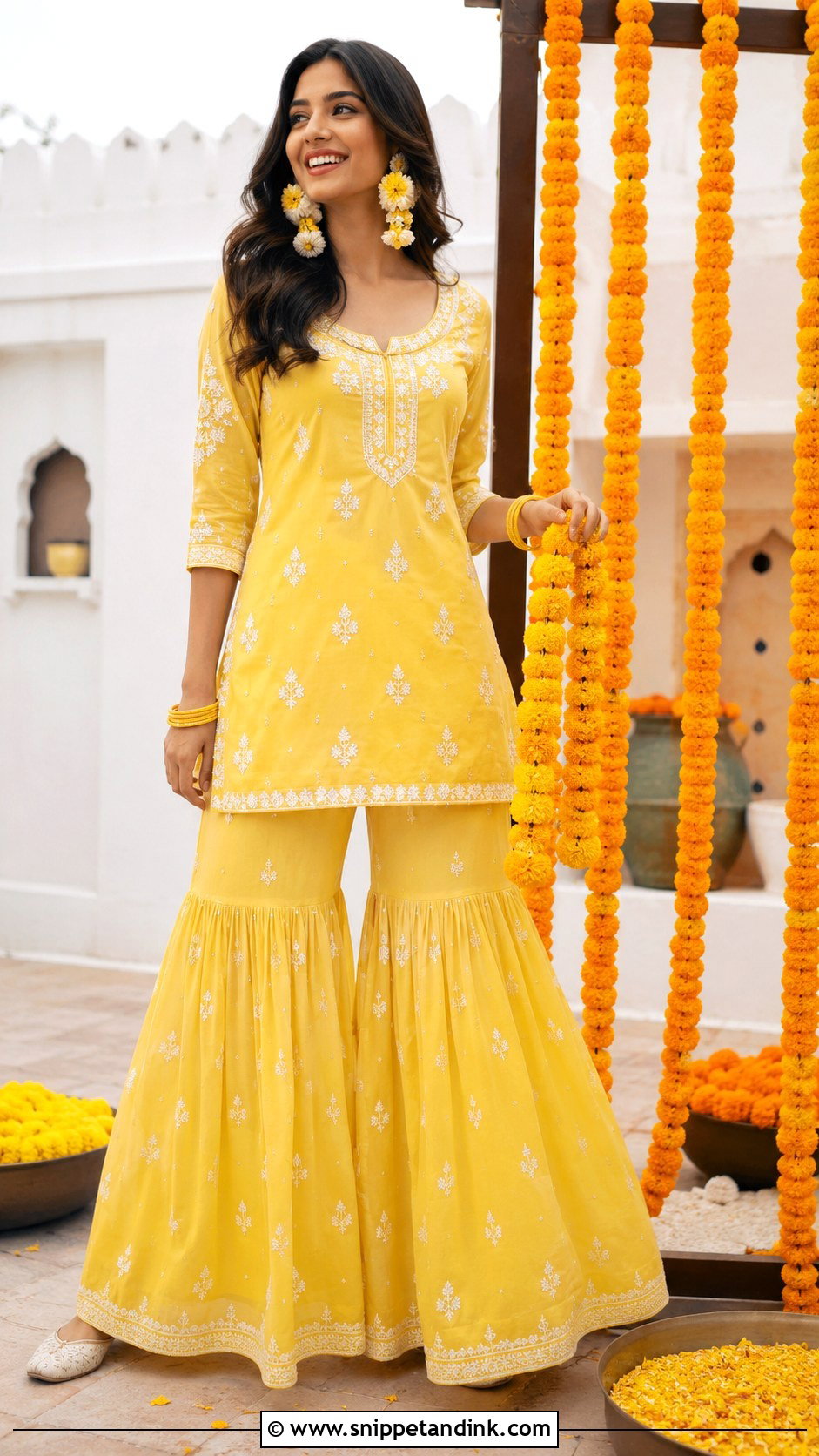 Yellow Sharara Haldi Prewedding Outfit - Snippet and Ink - 20 Casual Indian Prewedding Outfit Ideas