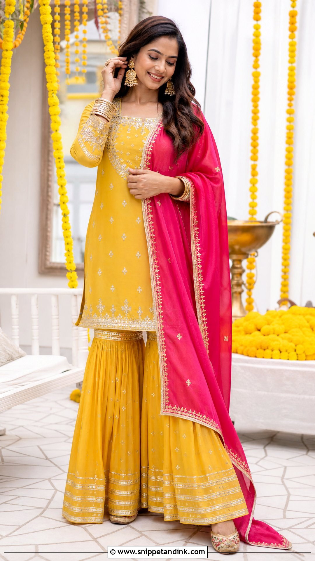 Yellow Sharara Mehandi Outfit - Snippet and Ink - 20 Mehandi Ceremony Outfit Ideas