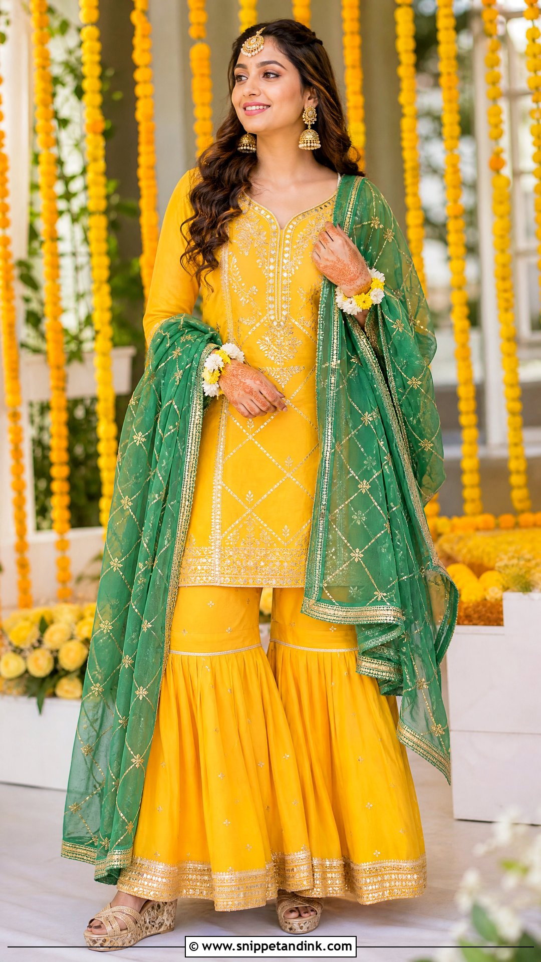 Yellow Sharara Mehendi Outfit - Snippet and Ink - 20 Indian Bridal Mehendi Outfits