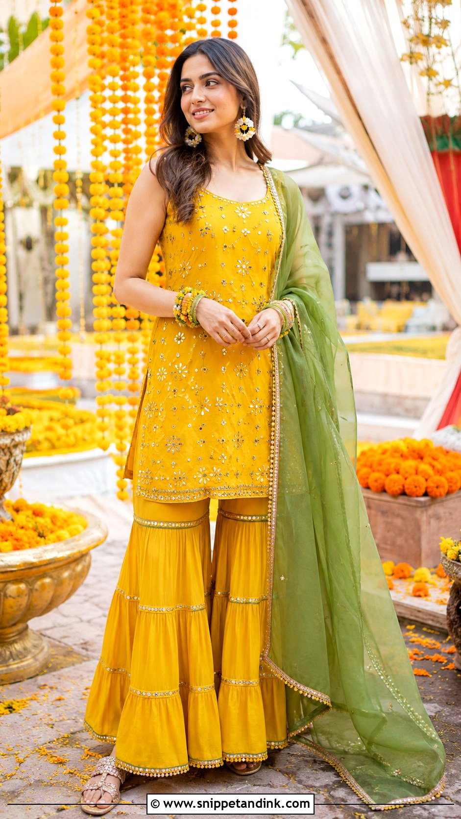 Yellow Sharara Mehendi Suit - Snippet and Ink - 20 Mehendi Suits Mehndi Outfit