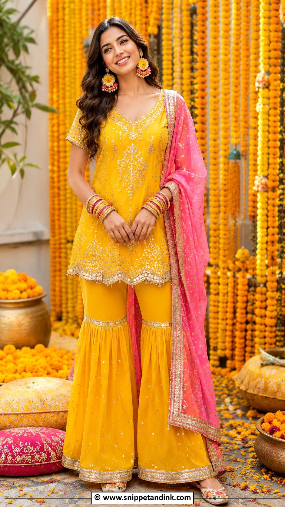 Yellow Sharara Mehndi Outfit - Snippet and Ink - 30 Mehandi Dresses Mehndi Outfit