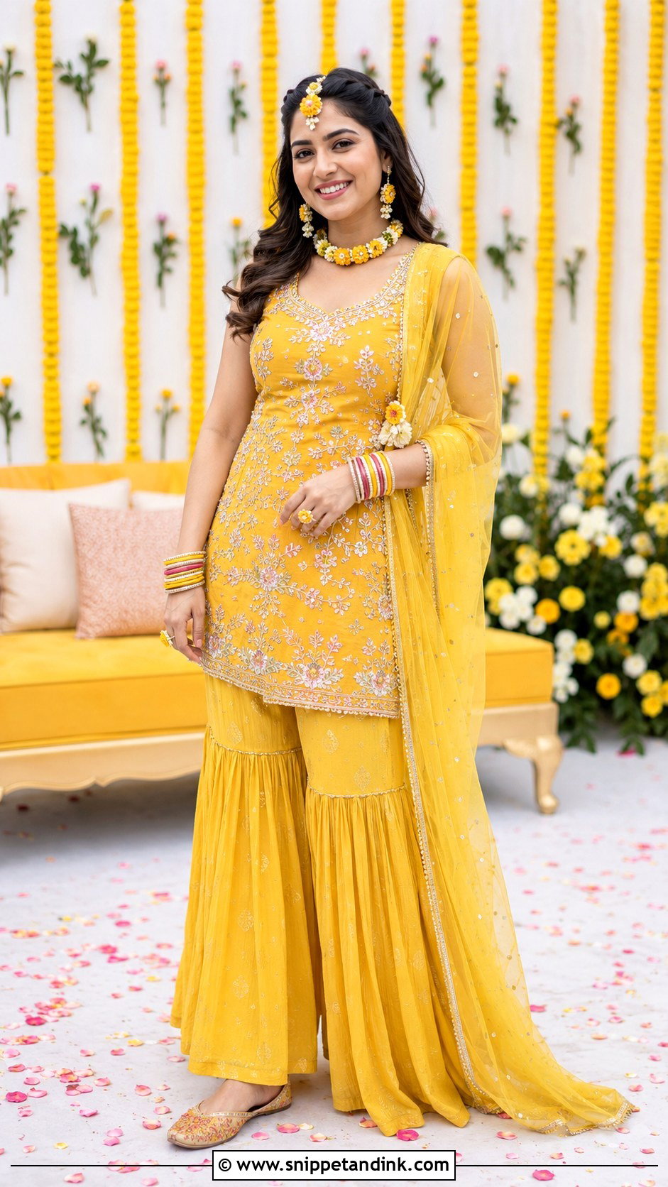 Yellow Sharara Outfit for Haldi - Snippet and Ink - 20 Indian Outfits for Sisters Wedding
