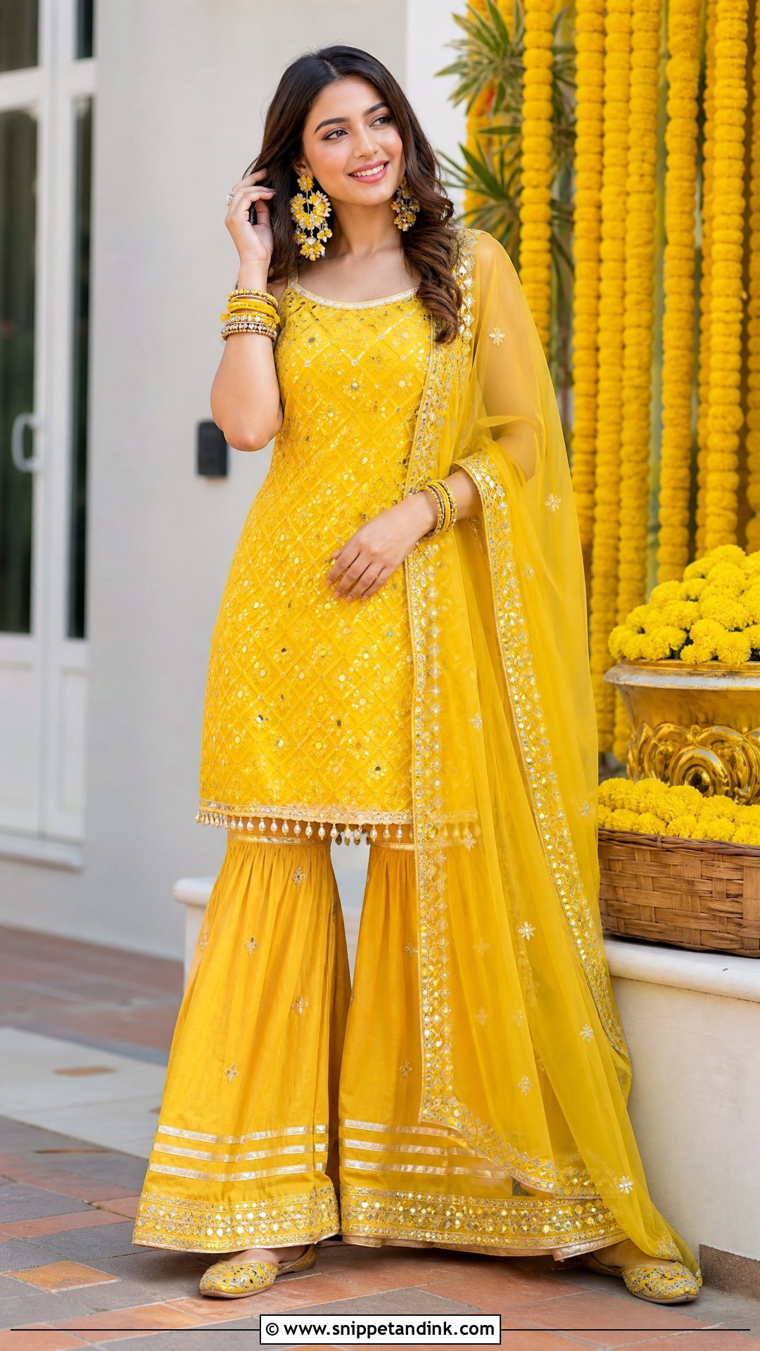 Yellow Sharara Outfit for Sisters Haldi - Snippet and Ink - 20 Sister Marriage Outfit for Sister Ideas