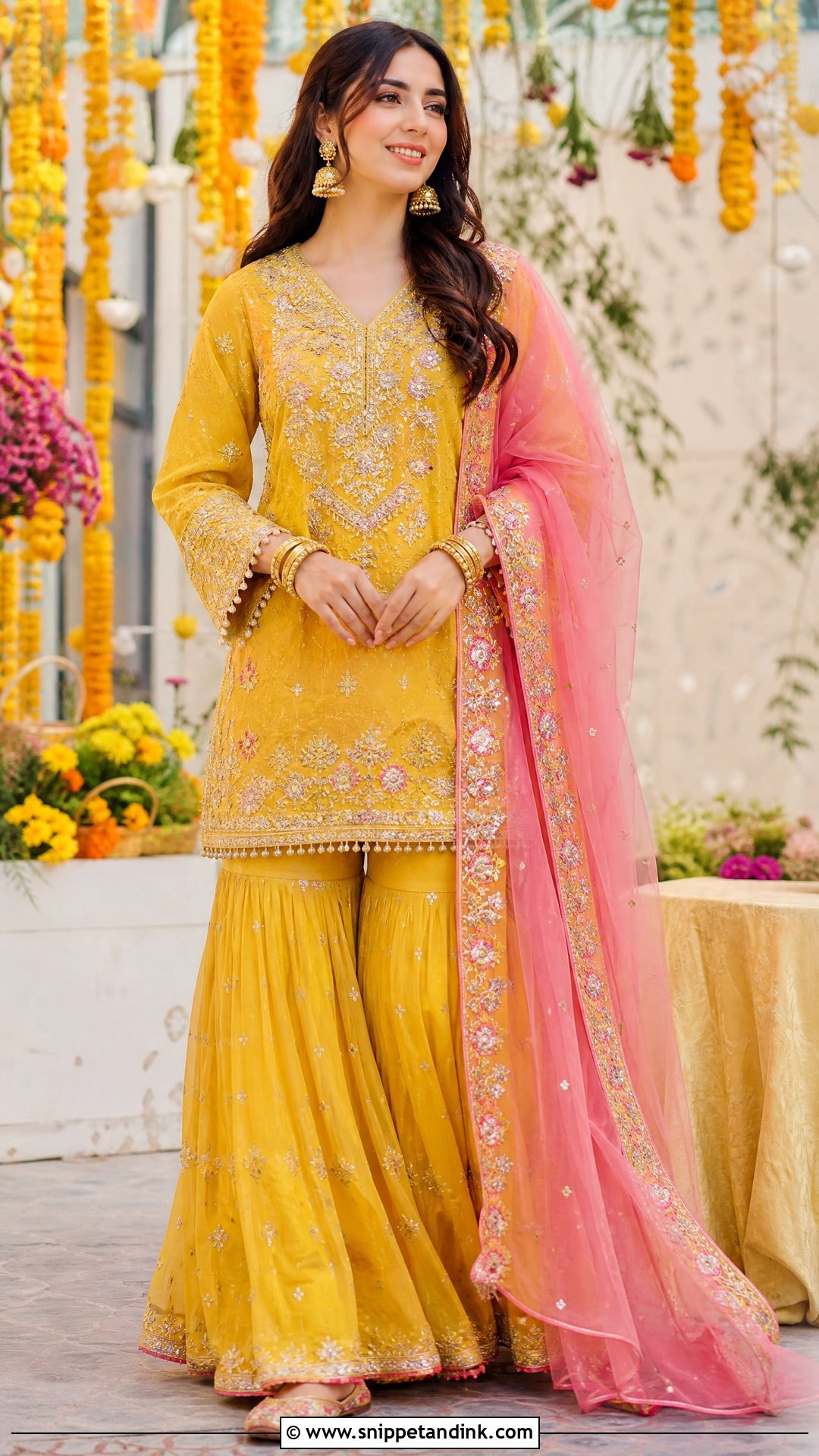 Yellow Sharara Pakistani Wedding Outfit - Snippet and Ink - 20 Pakistani Wedding Outfit Ideas