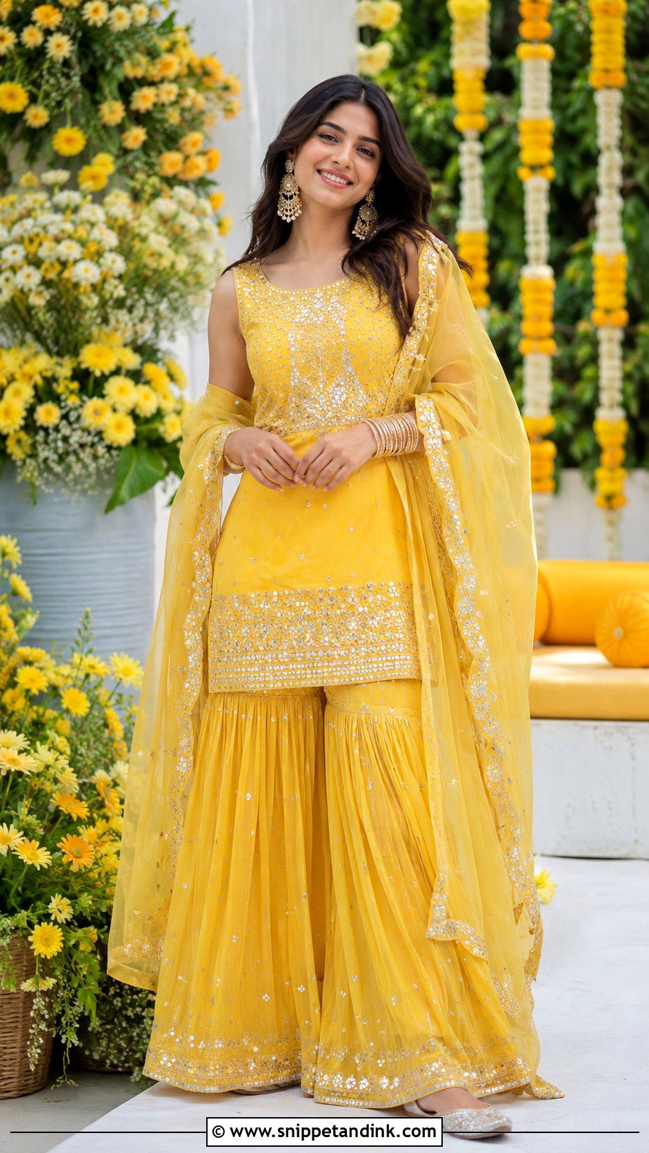 Yellow Sharara Set For Bride Sister - Snippet and Ink - 30 Haldi Outfit for Bride Sister Ideas