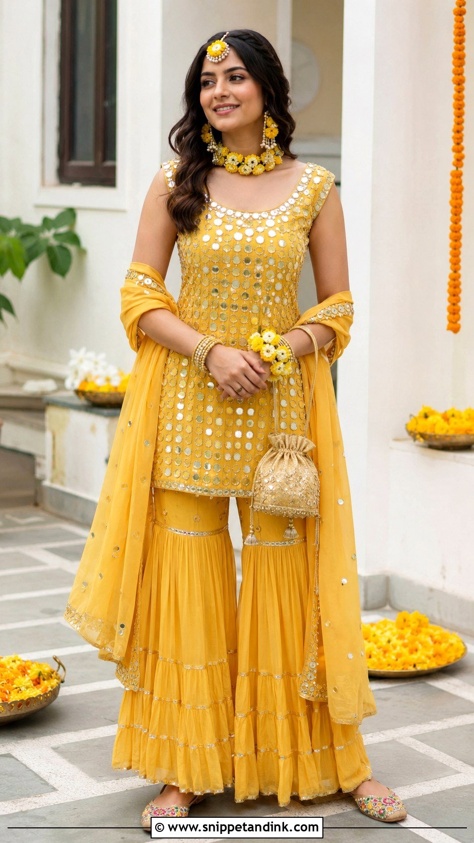 Yellow Sharara Set For Haldi - Snippet and Ink - 20 Indian Wedding Ethnic Dresses Ideas