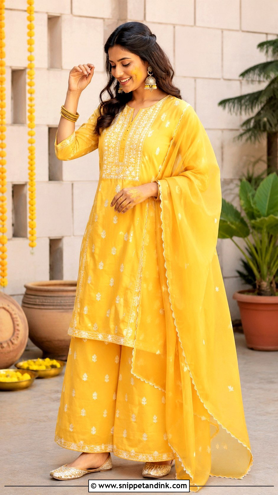 Yellow Sharara Set For Haldi - Snippet and Ink - 30 Haldi Dresses