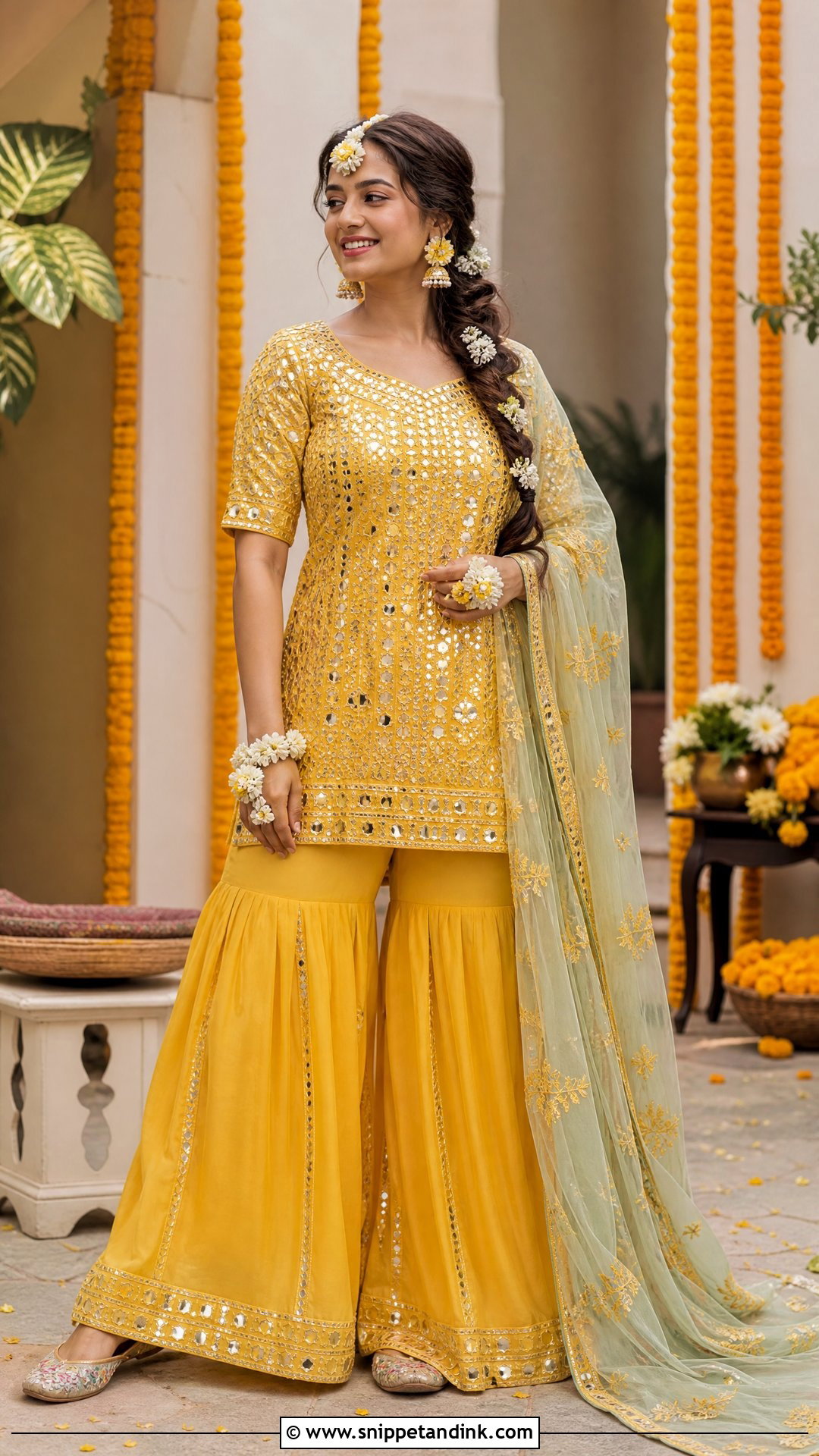 Yellow Sharara Set For Mehendi Bride - Snippet and Ink - 25 Simple Mehendi Outfits for Bride