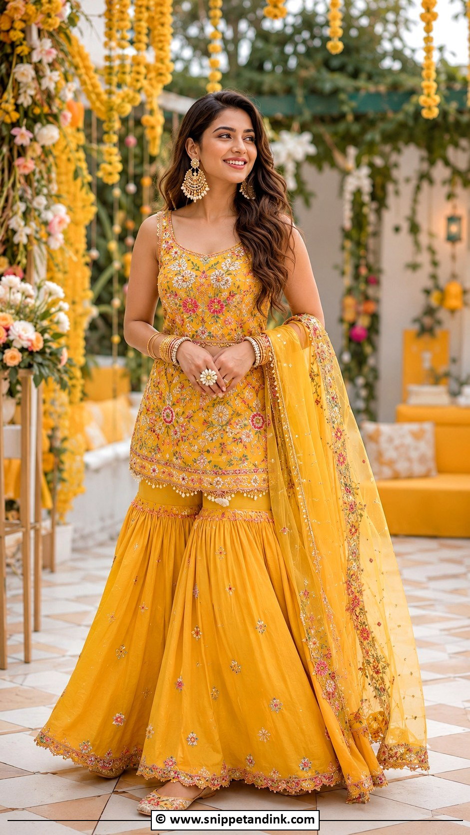 Yellow Sharara Set For Mehendi - Snippet and Ink - 30 Mehendi Dress Ideas