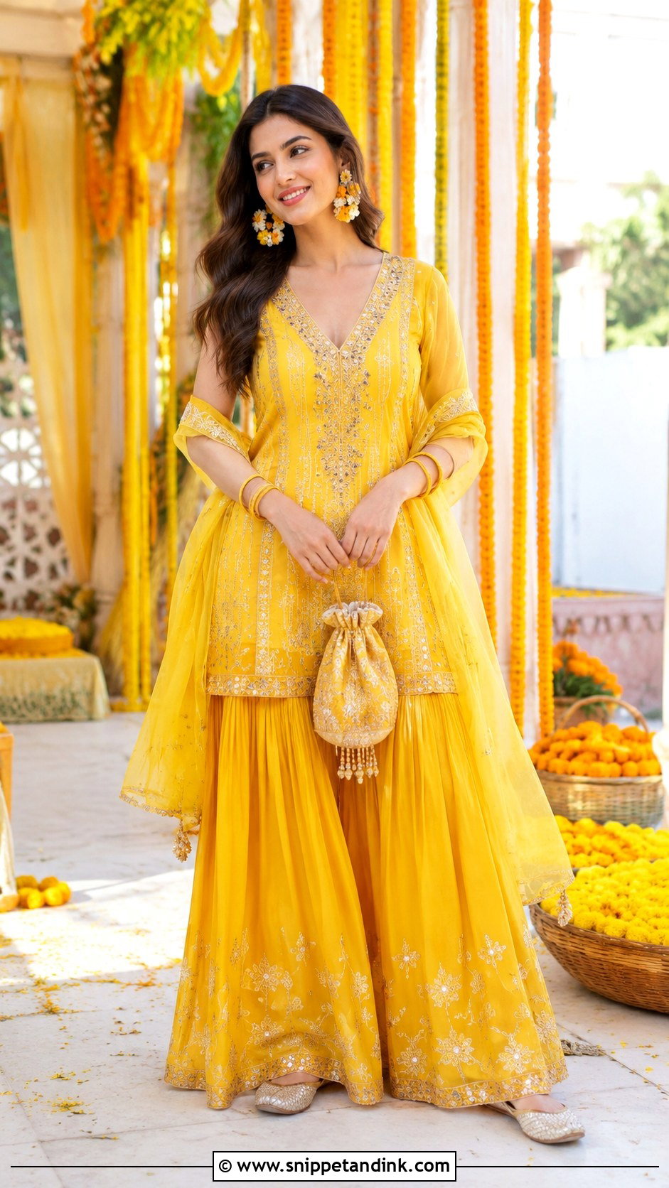 Yellow Sharara Set for Haldi - Snippet and Ink - 20 Indian Friend Marriage Outfit Ideas