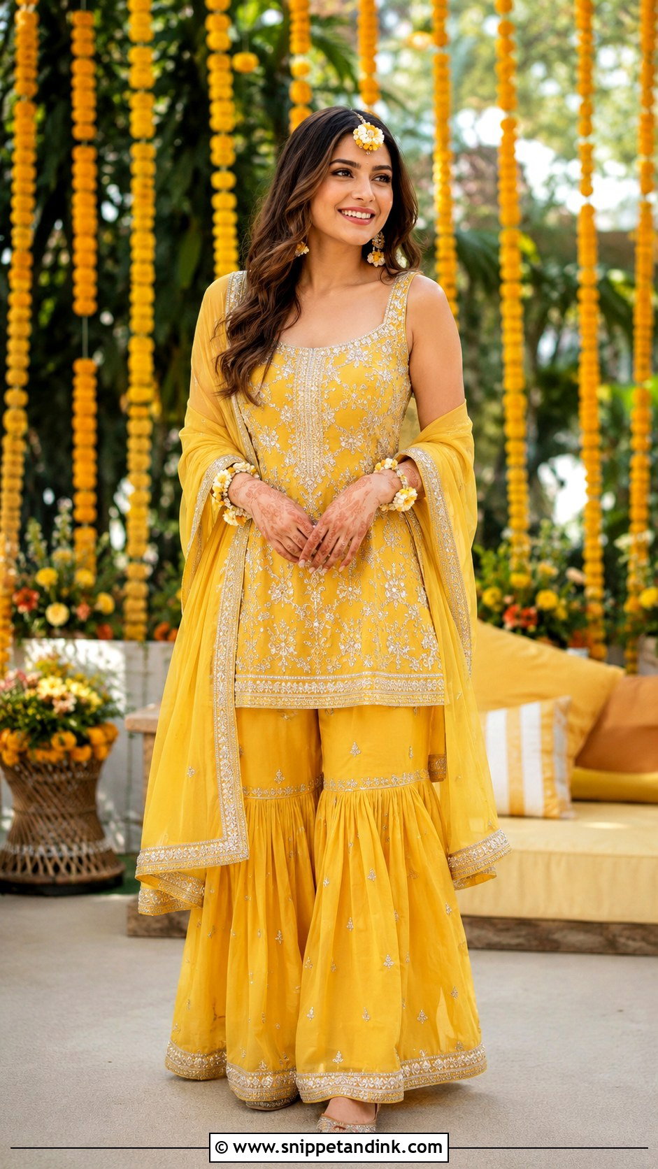 Yellow Sharara Set for Haldi Bride - Snippet and Ink - 25 Yellow Haldi Outfit for Bride Ideas