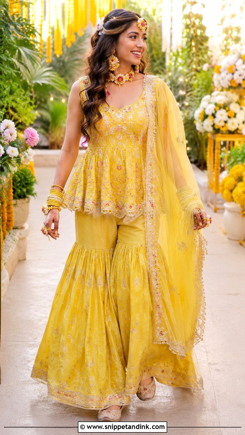 Yellow Sharara Set for Haldi Bride - Snippet and Ink - 20 Dress for Haldi Function for Bride Ideas