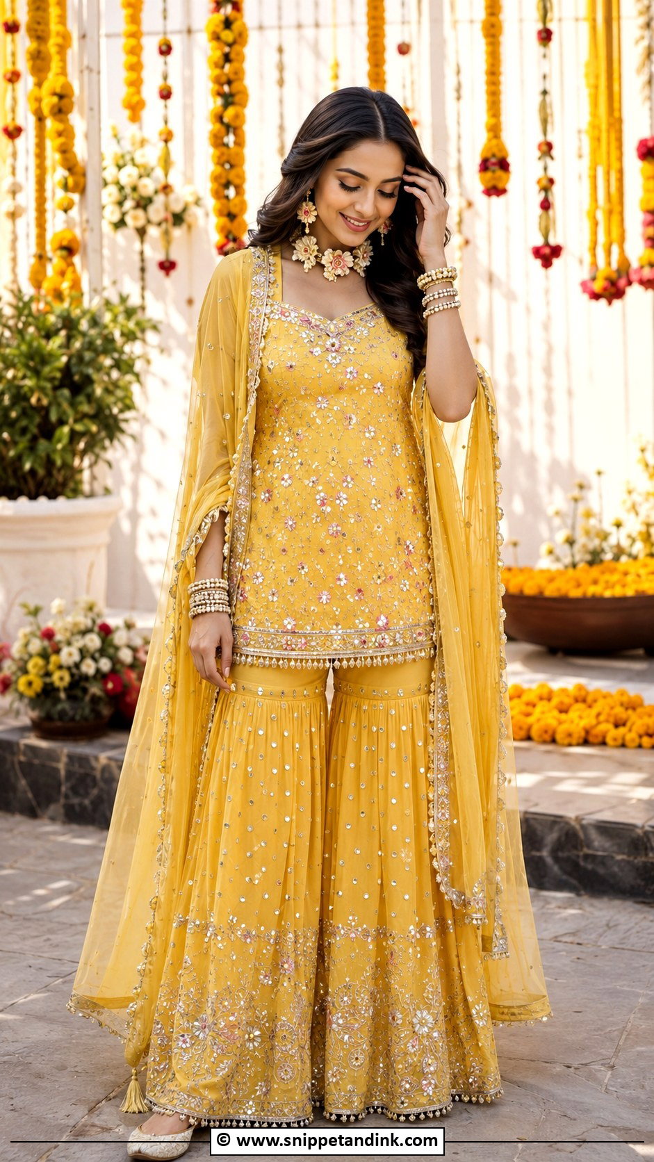 Yellow Sharara Set for Haldi Bride - Snippet and Ink - 30 Unique Haldi Outfits for Bride