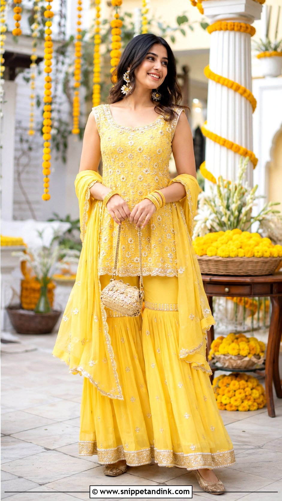 Yellow Sharara Set for Indian Wedding Haldi - Snippet and Ink - 20 Indian Wedding Outfit Ideas for Women