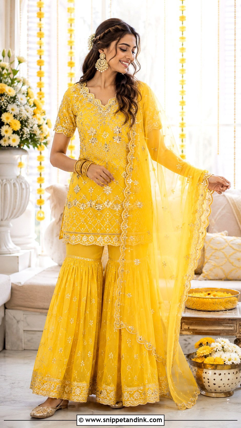 Yellow Sharara Set - Snippet and Ink - 30 Haldi Function Dress Ideas