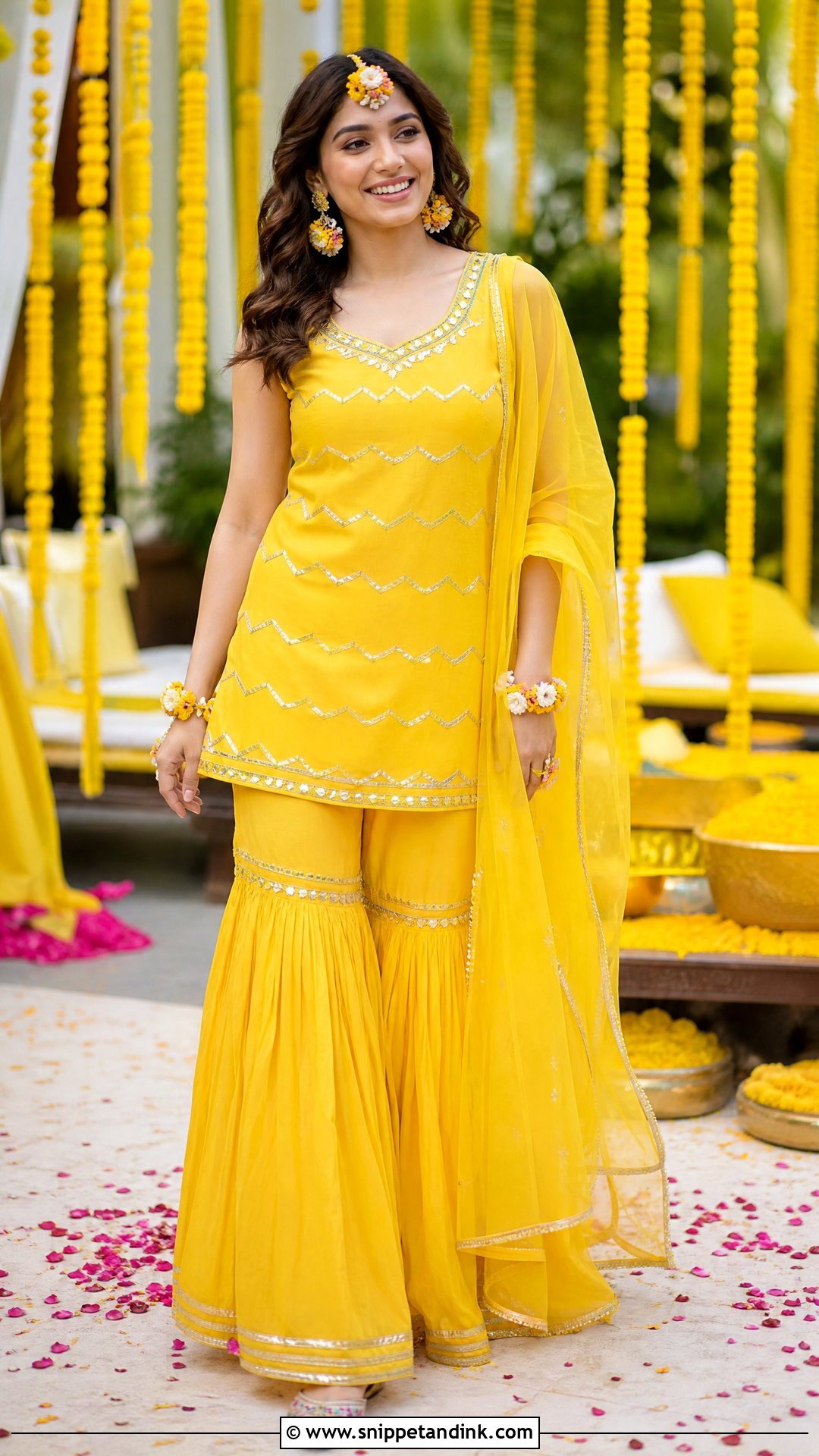 Yellow Sharara Suit For Haldi - Snippet and Ink - 20 Indian Pre Wedding Outfit Ideas