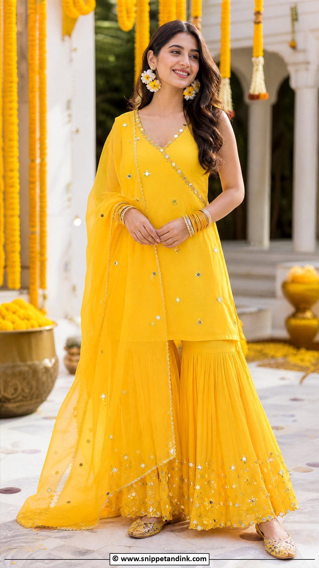 Yellow Sharara Suit For Haldi - Snippet and Ink - 30 Yellow Sharara Ideas