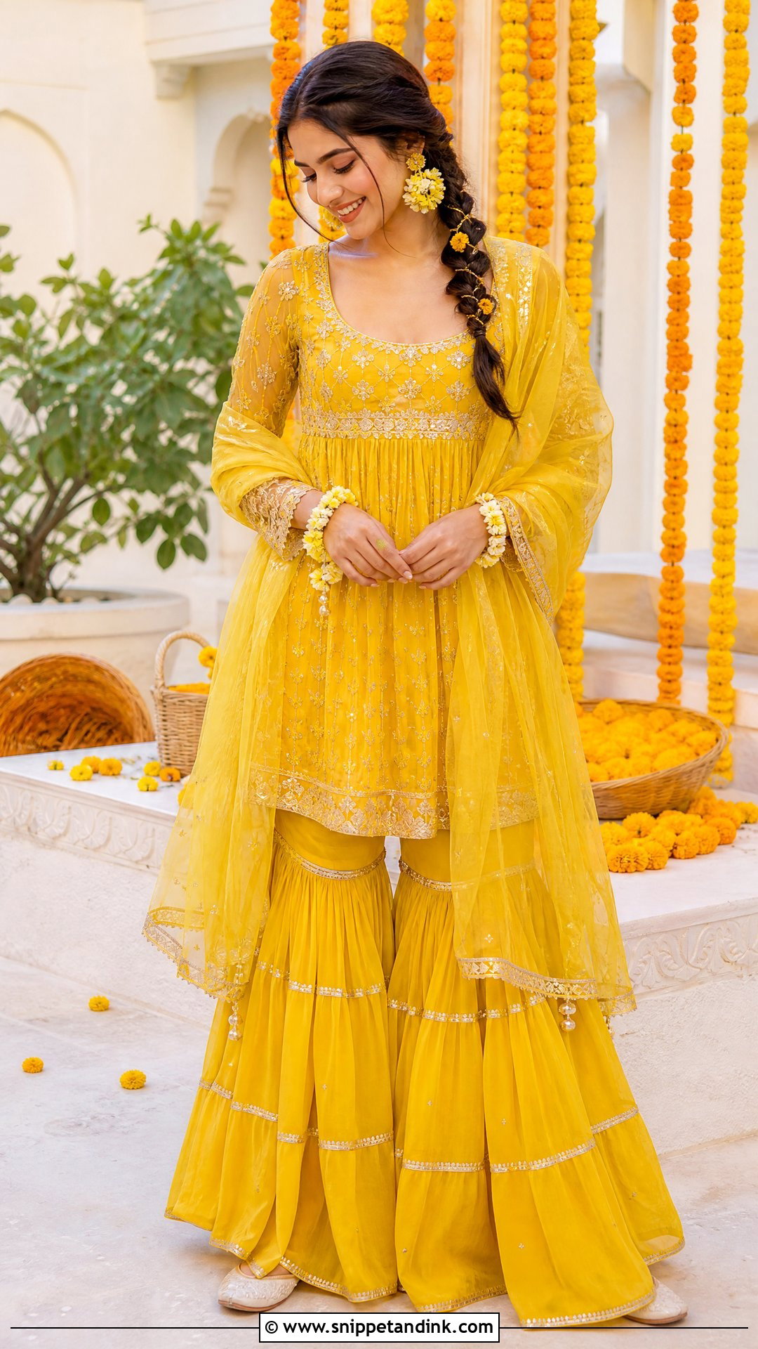 Yellow Sharara Suit for Haldi Ceremony - Snippet and Ink - 20 Suit for Haldi Ceremony Ideas