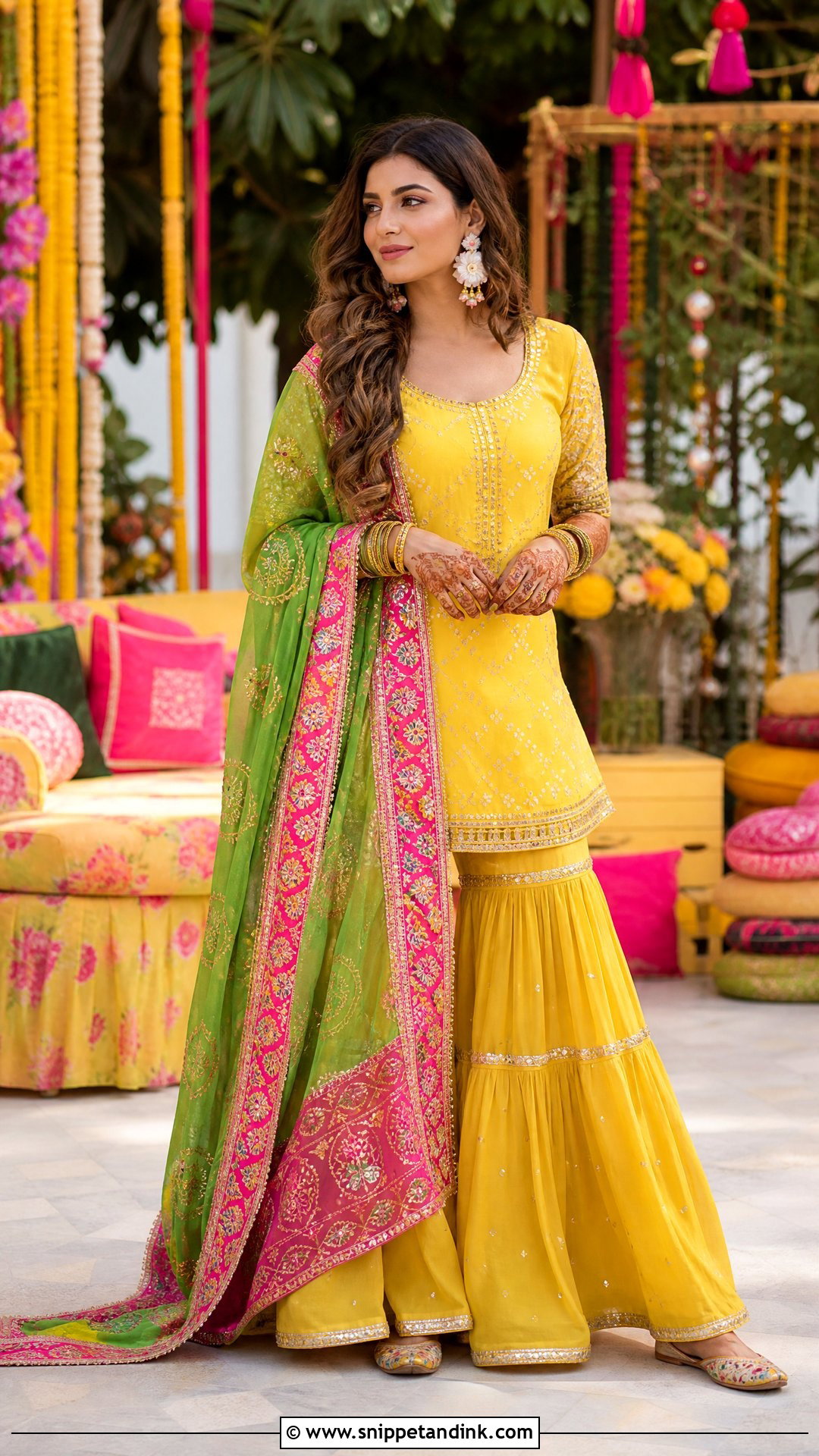 Yellow Sharara Suit for Mehndi - Snippet and Ink - 20 Suit for Mehndi Function Ideas