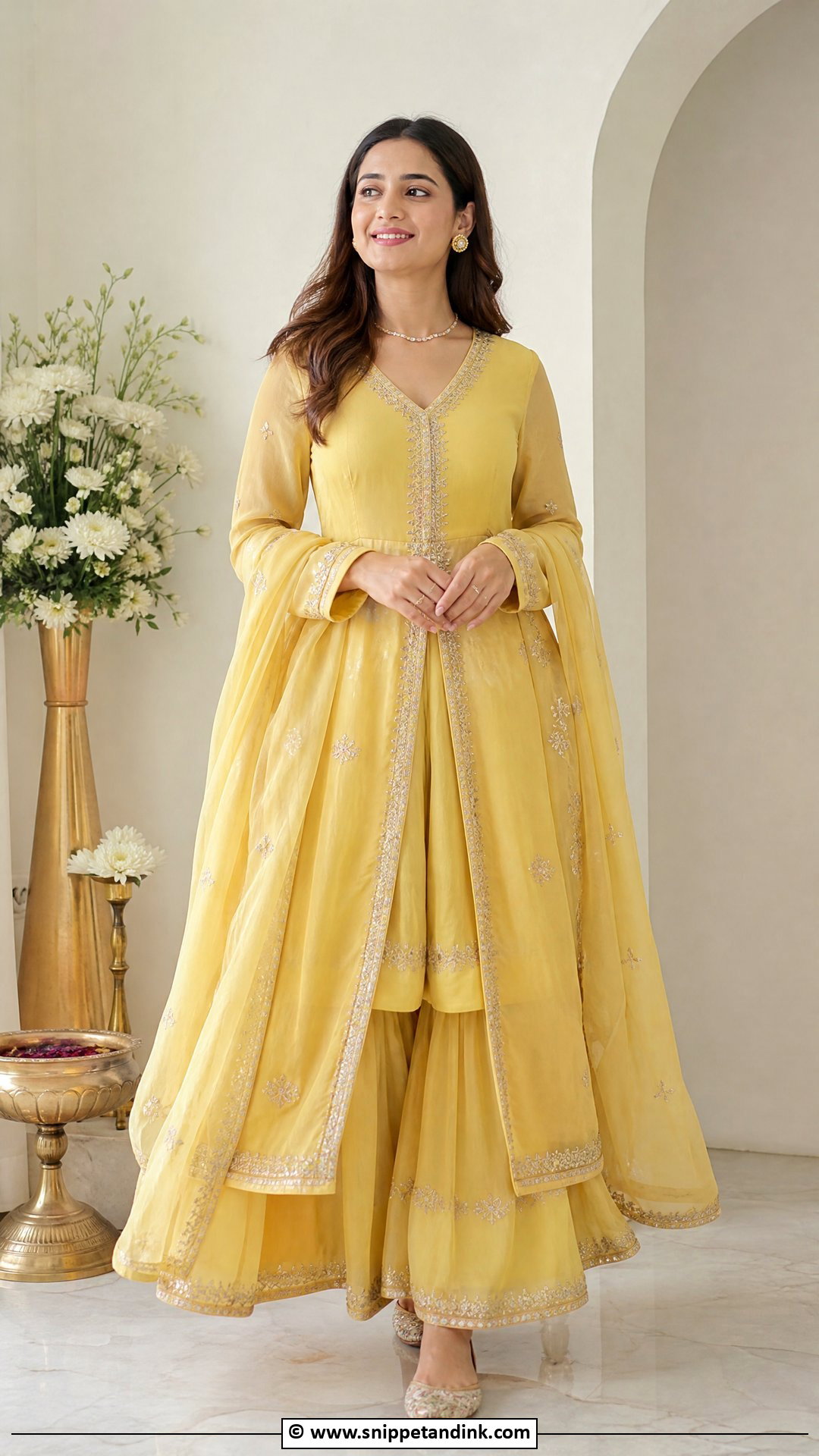 Yellow Sharara With Anarkali Kurti - Snippet and Ink - 30 Yellow Sharara Ideas