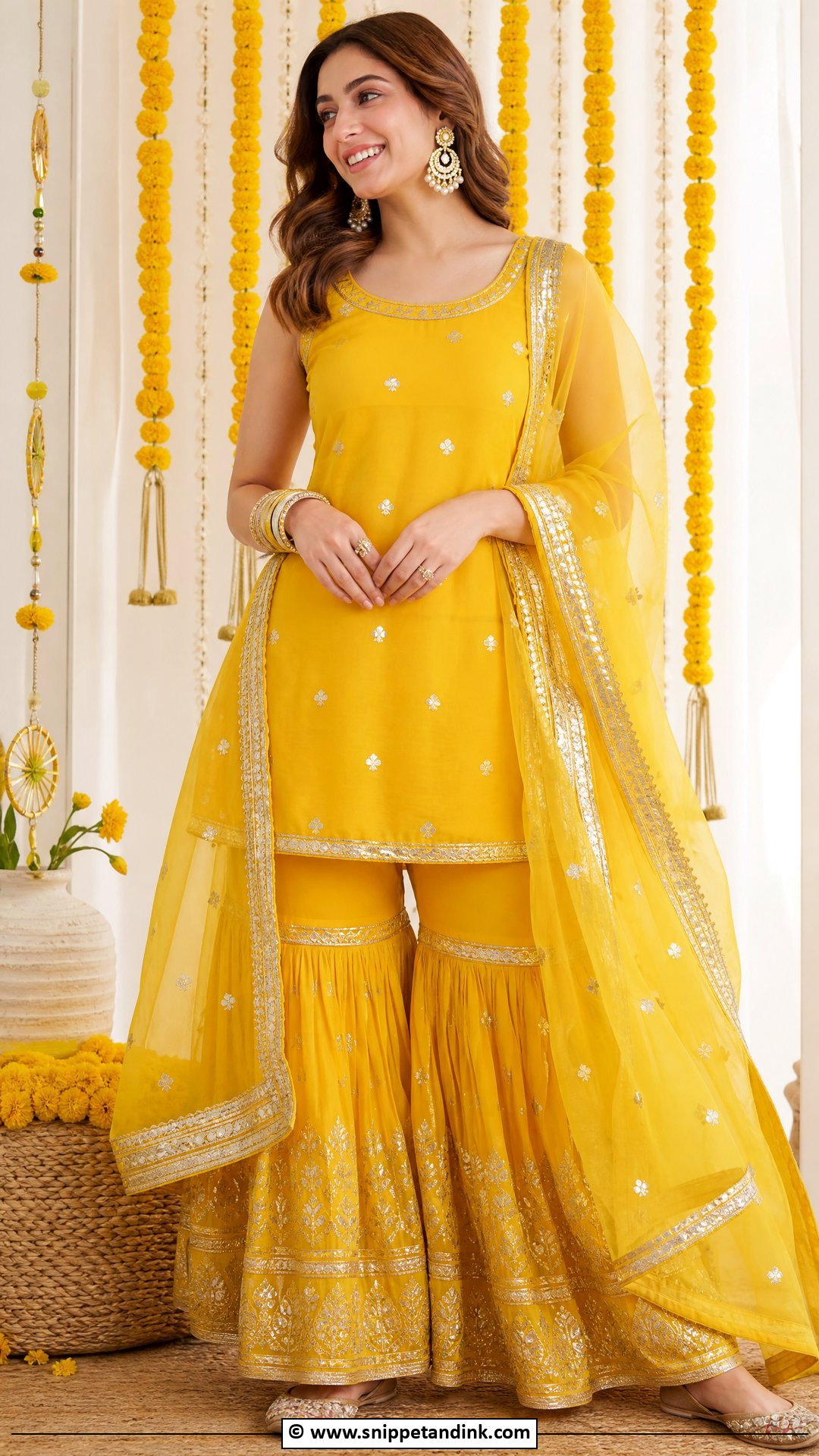 Yellow Sharara With Gota Patti - Snippet and Ink - 30 Yellow Sharara Ideas