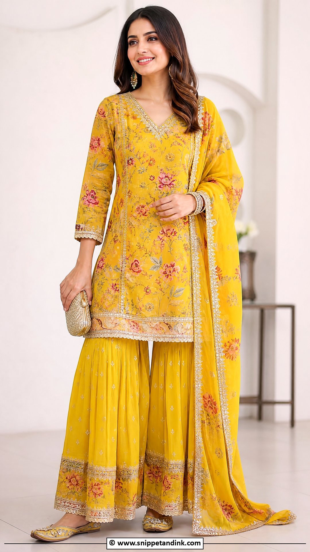 Yellow Sharara With Juttis - Snippet and Ink - 30 Yellow Sharara Ideas