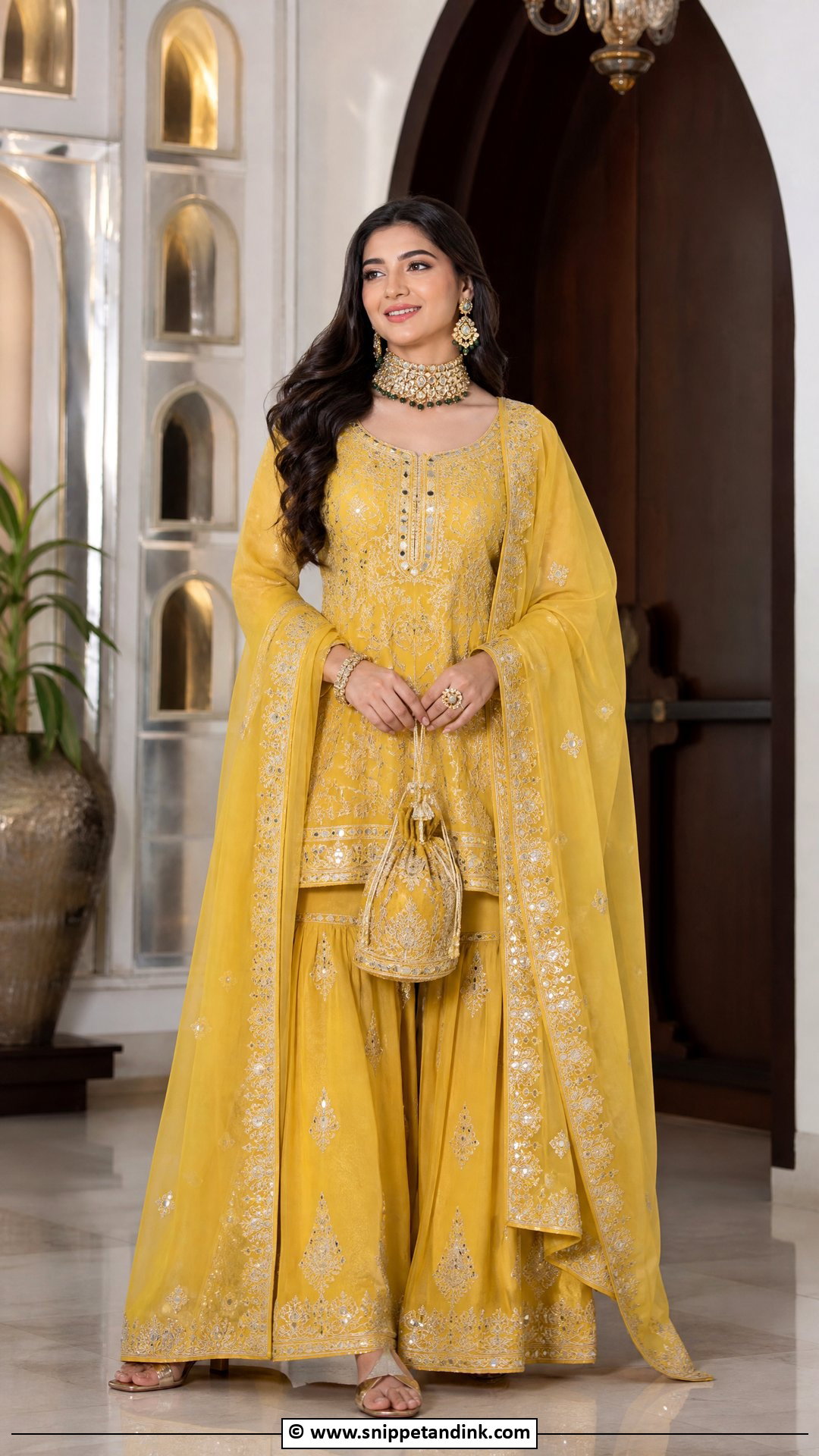 Yellow Sharara With Kundan Jewelry - Snippet and Ink - 30 Yellow Sharara Ideas
