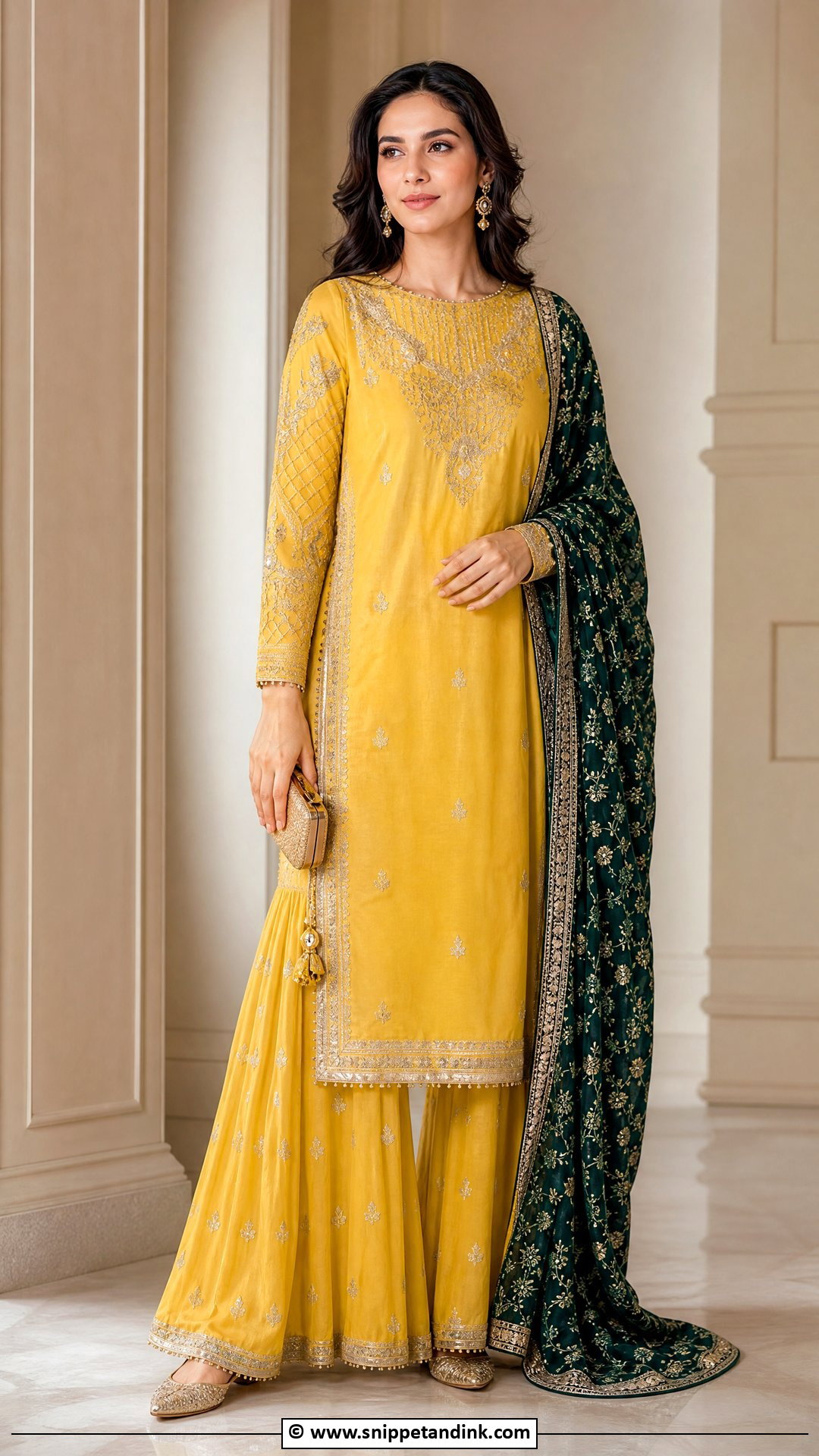 Yellow Sharara With Long Kurti - Snippet and Ink - 30 Yellow Sharara Ideas